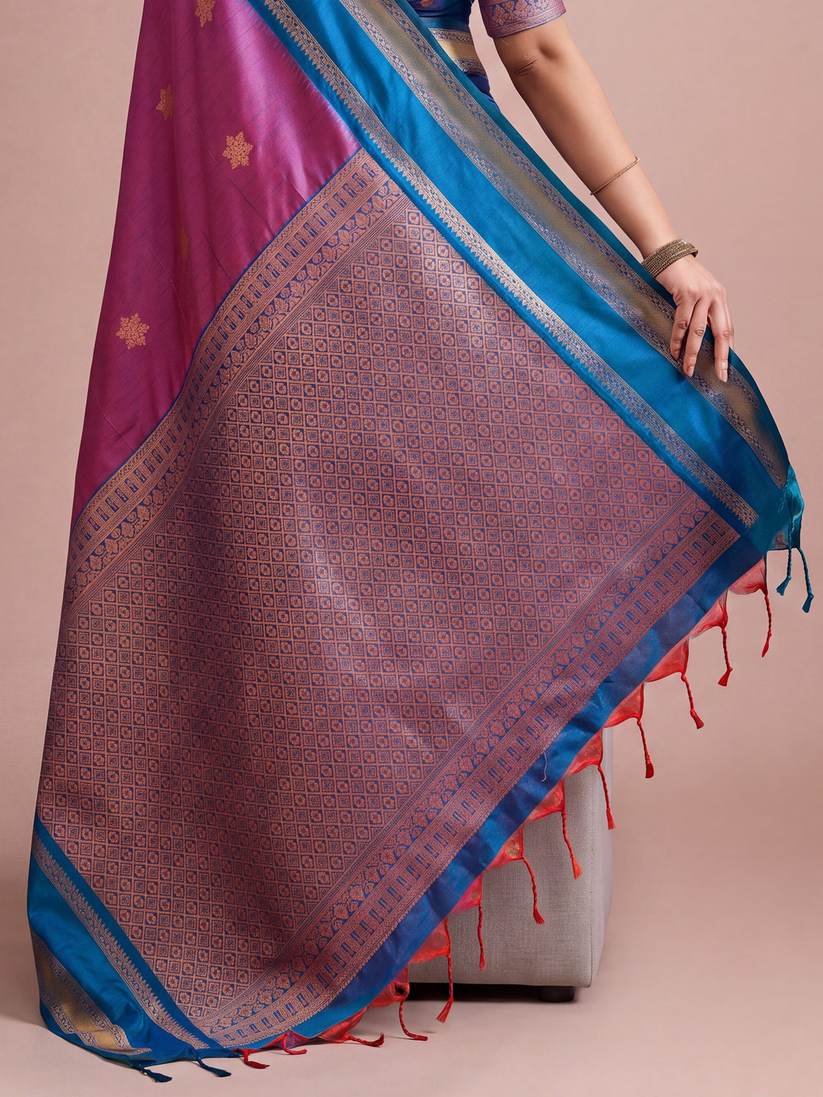 Purple Tussar Silk saree – detail view 5