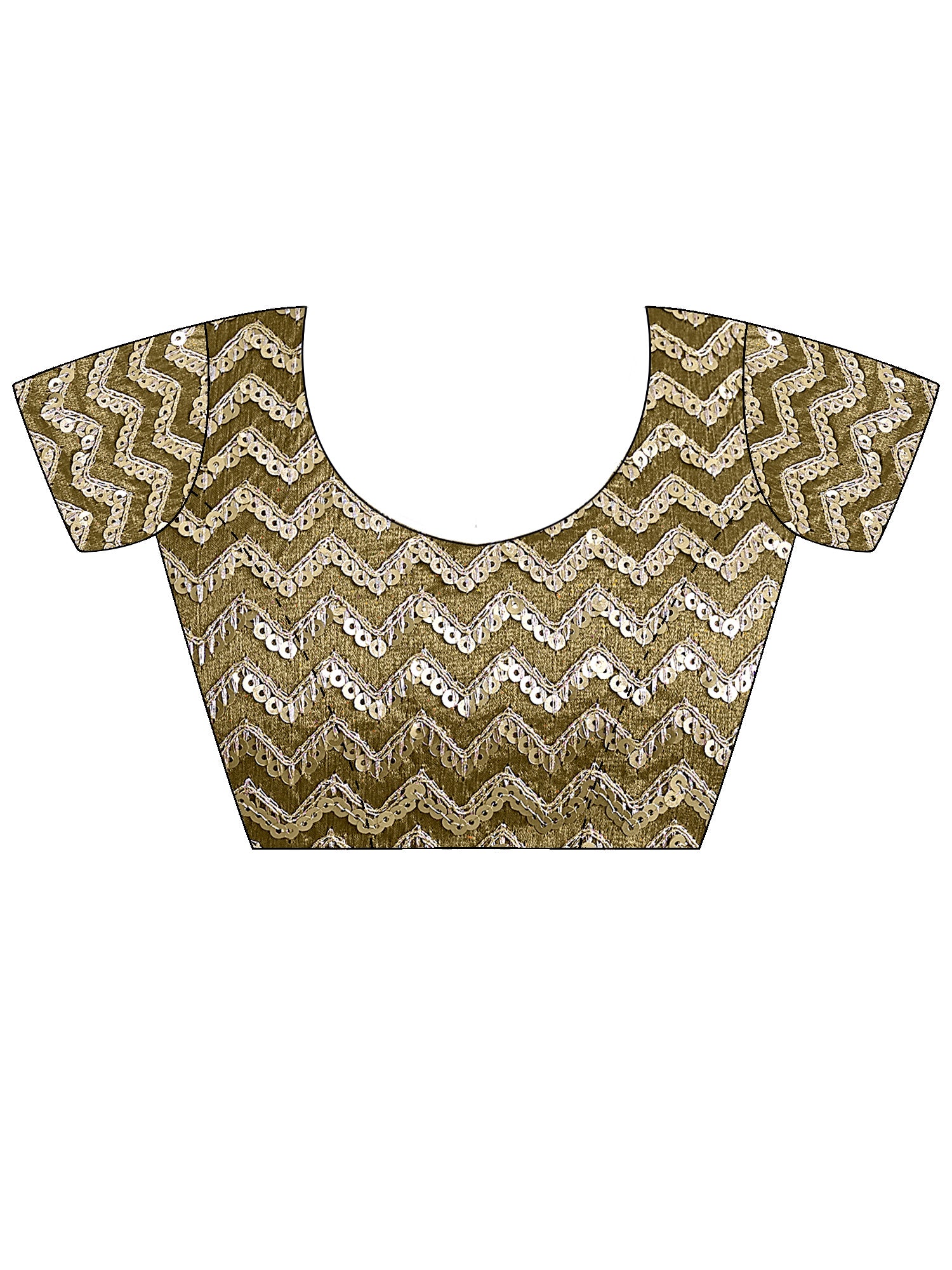 Unstitched olive silk blouse piece with embellished design