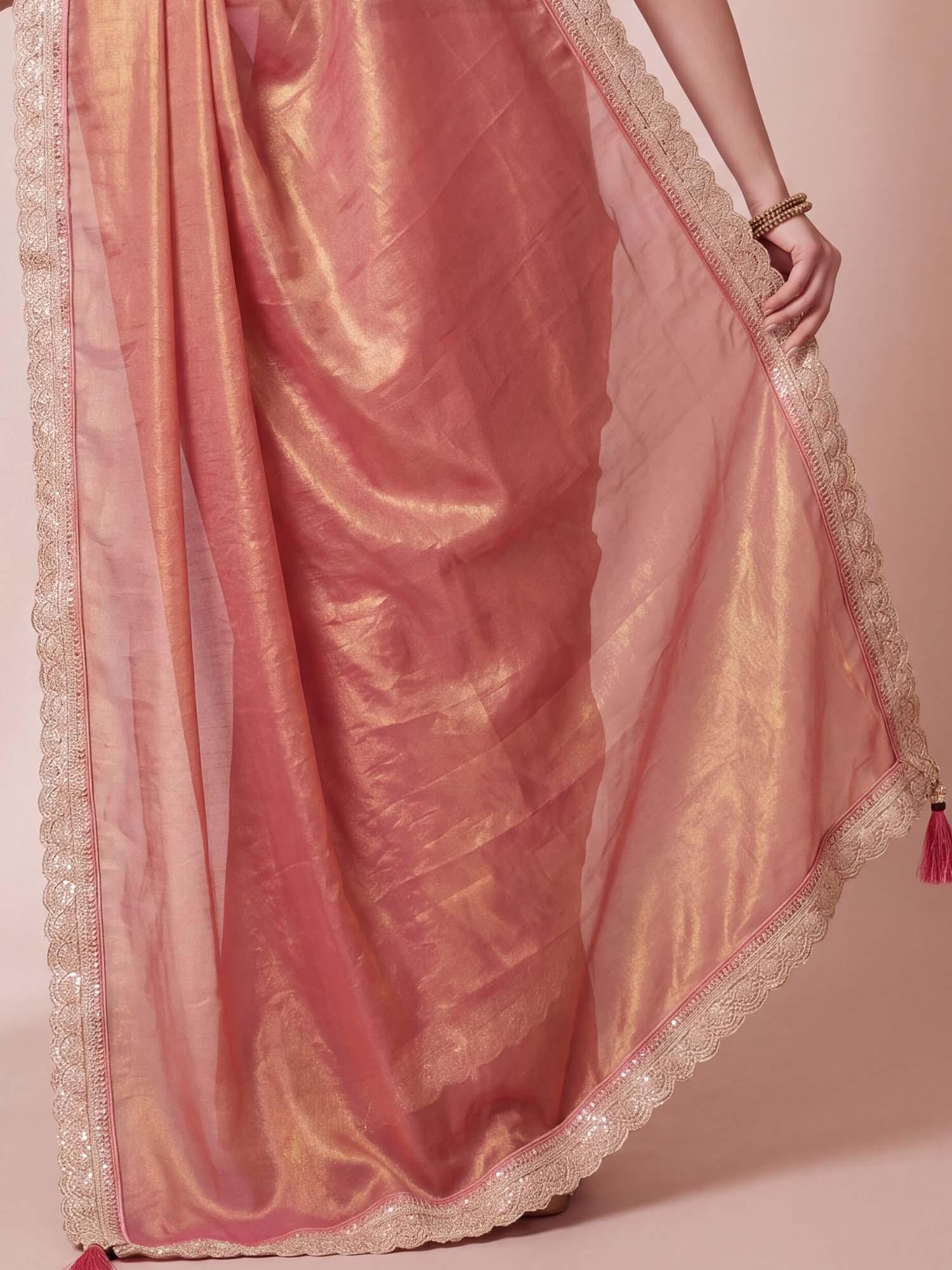 Rose Gold Organza saree – detail view 5
