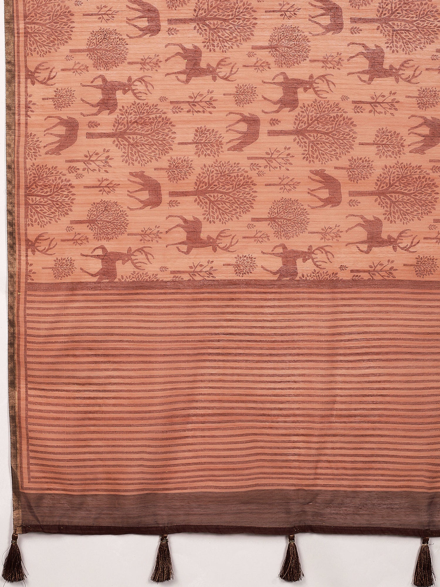 Rust Cotton Linen saree – detail view 5