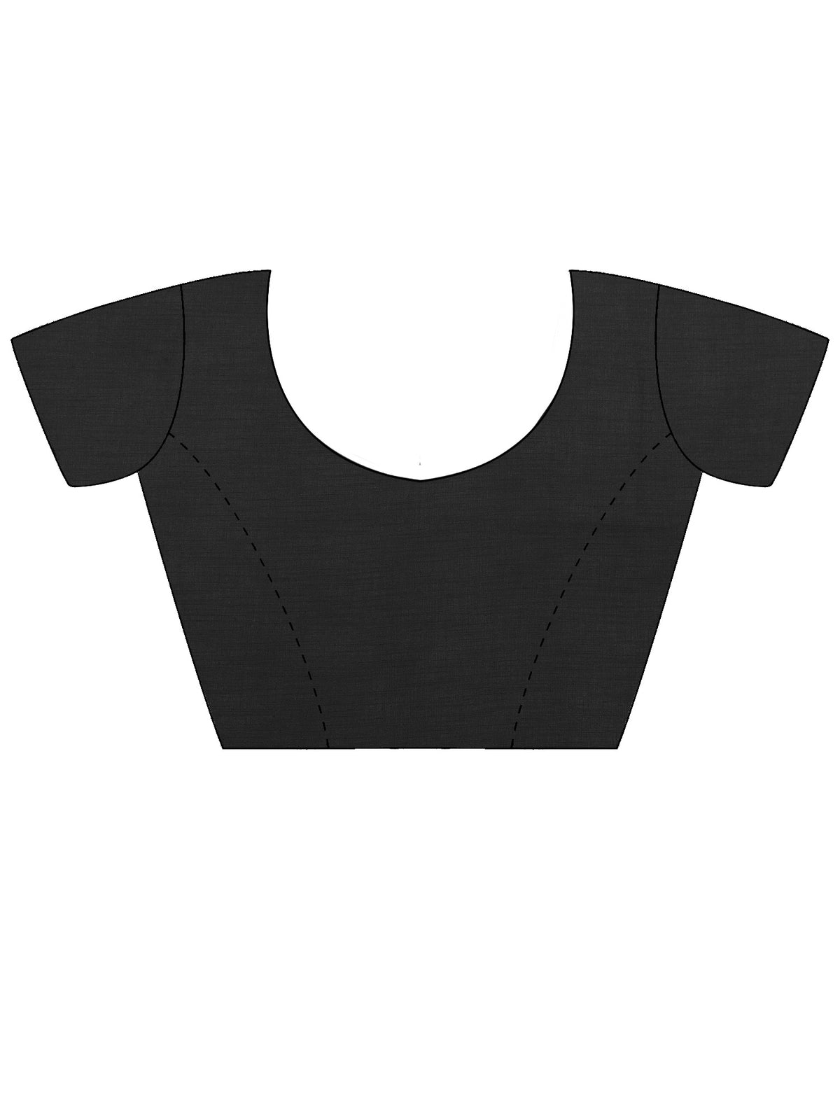 Unstitched black cotton linen blouse piece with solid design