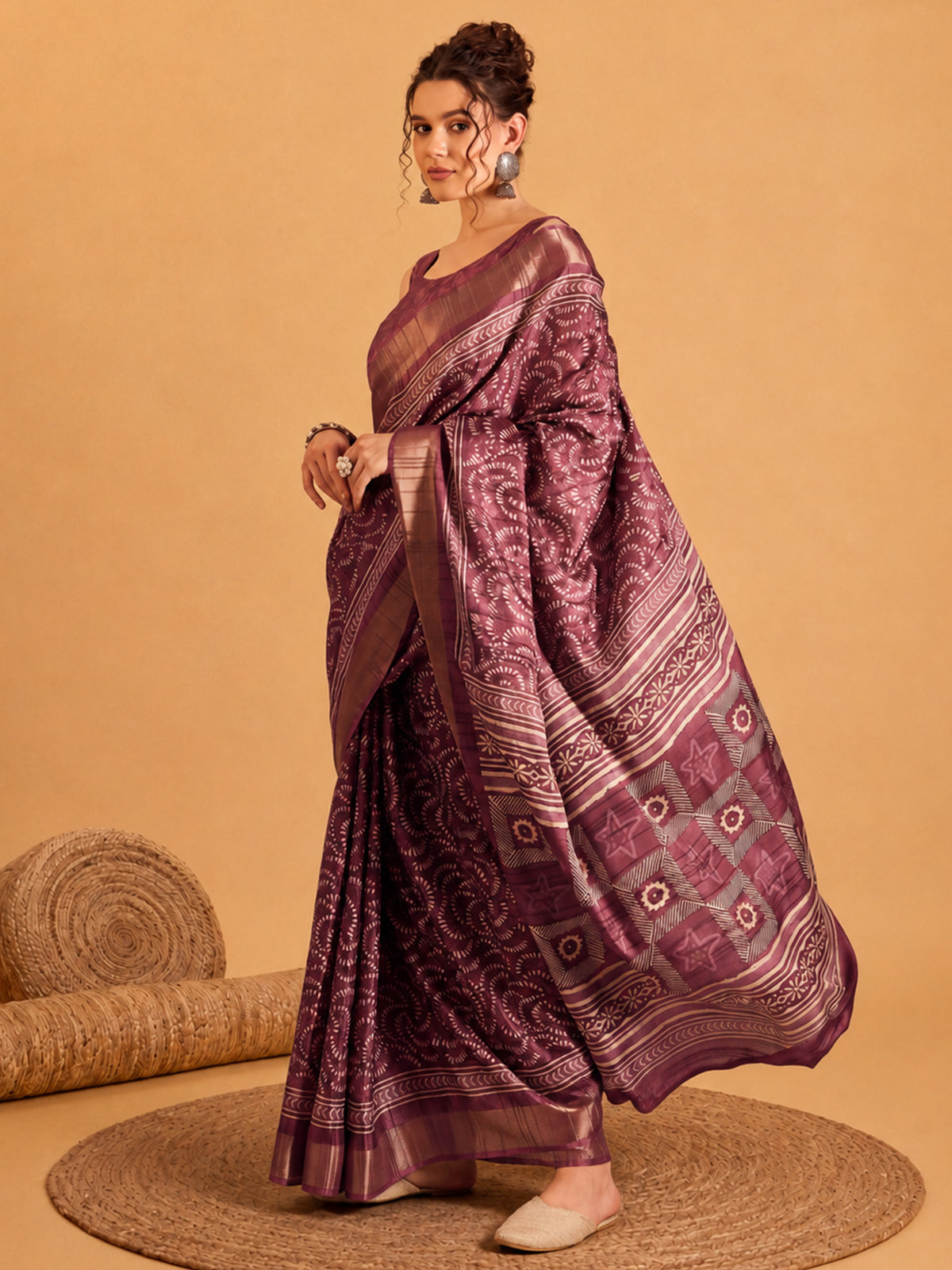 Mauve Silk Blend saree – detail view 2