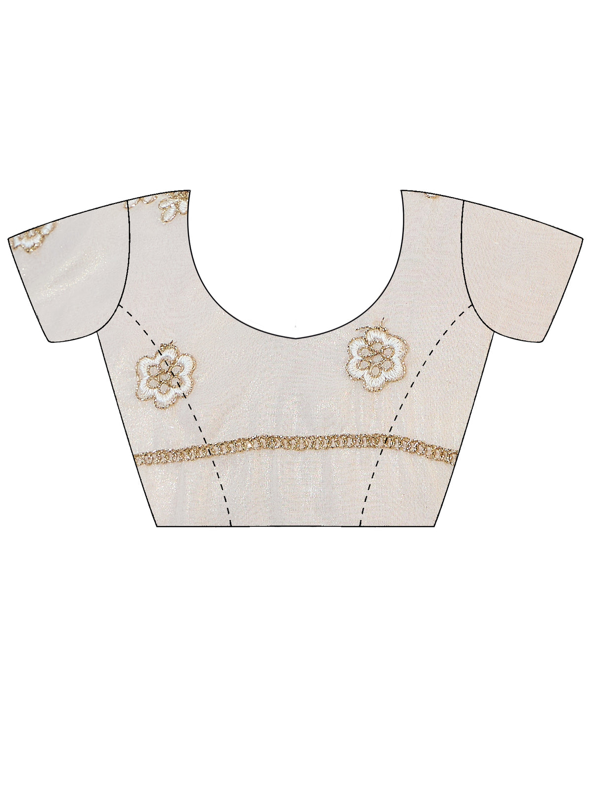Unstitched off white georgette blouse piece with embroidered design