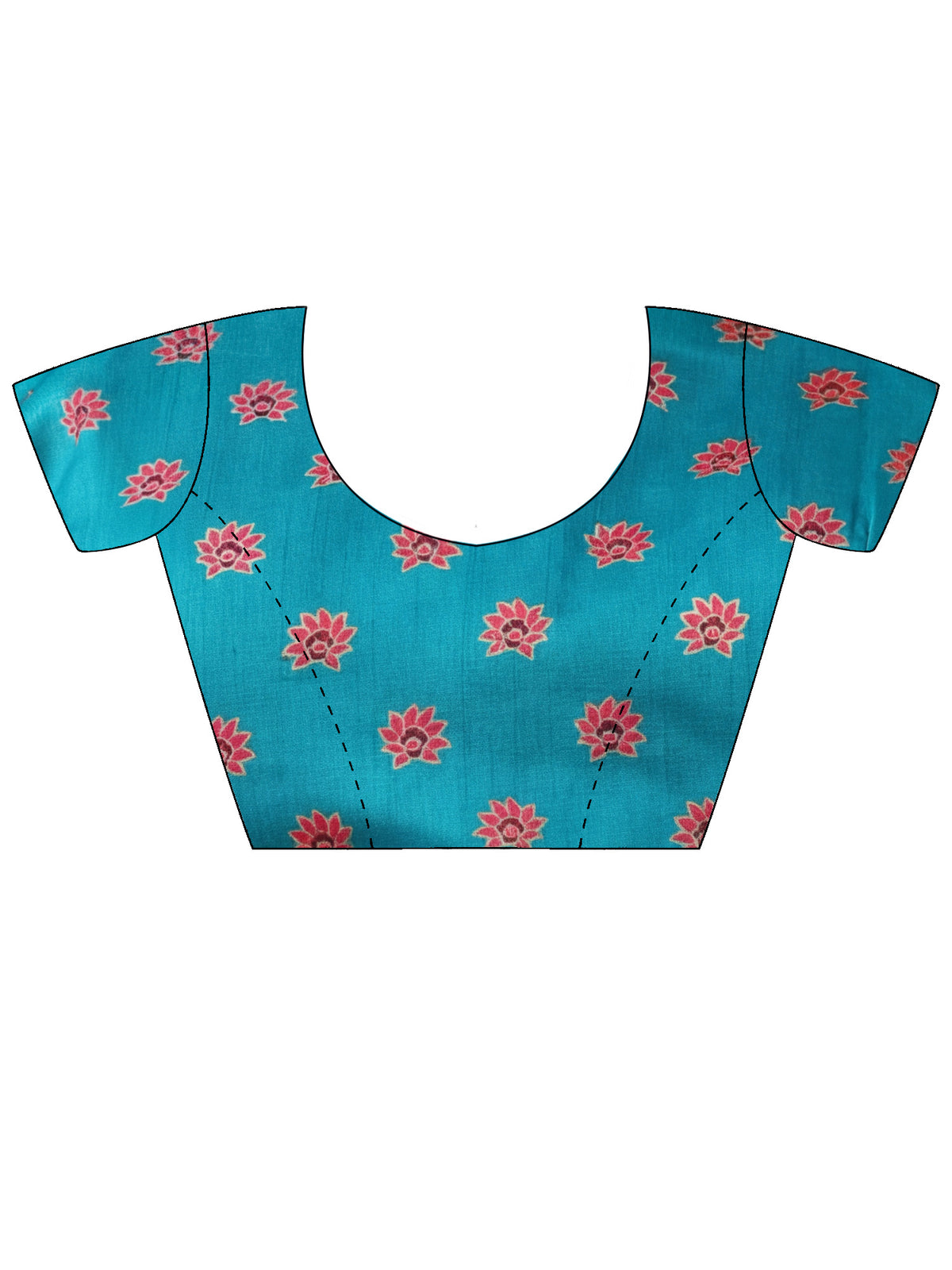 Unstitched light blue silk blend blouse piece with ethnic motif design
