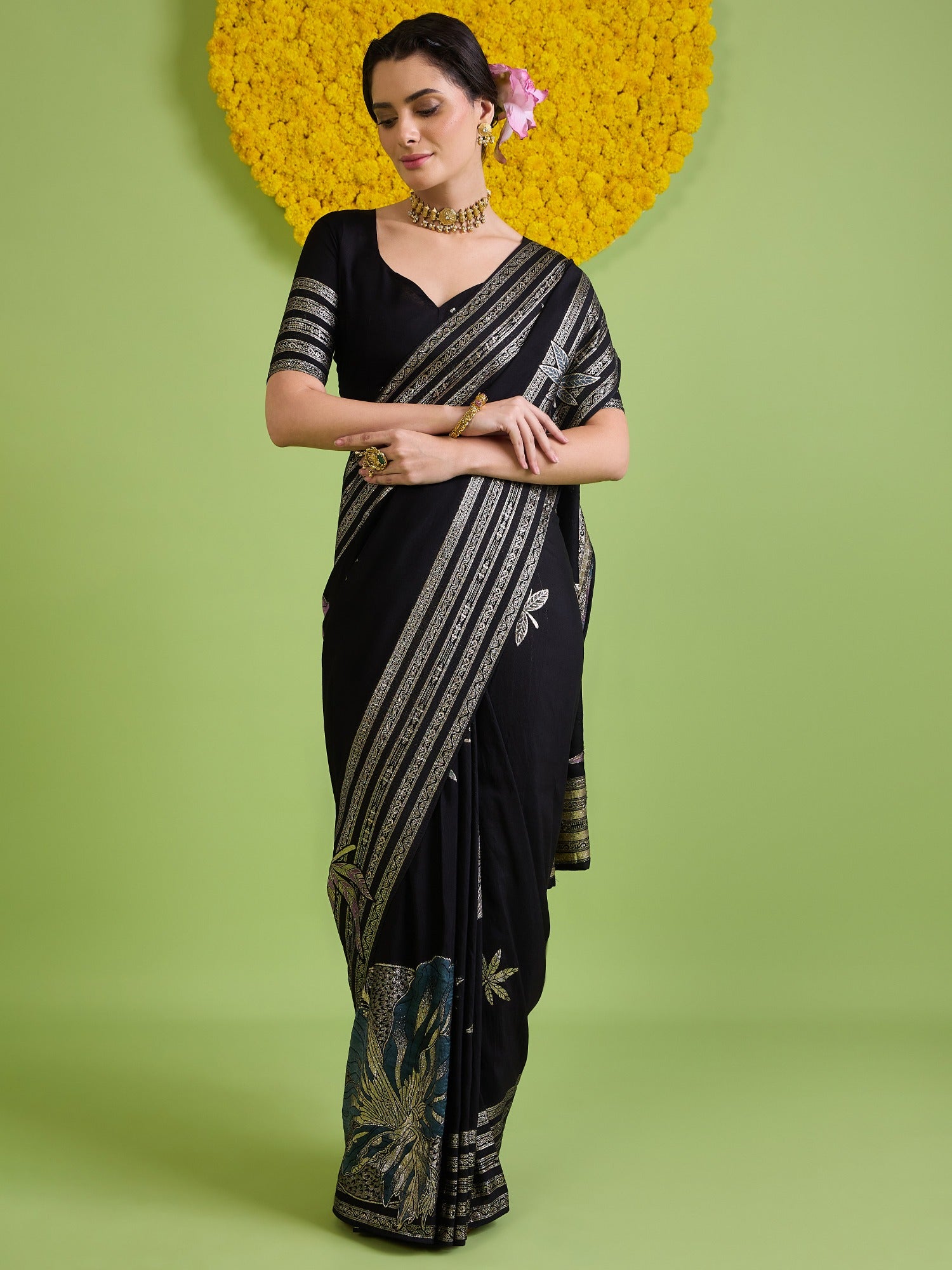 Black Silk Blend saree – detail view 5