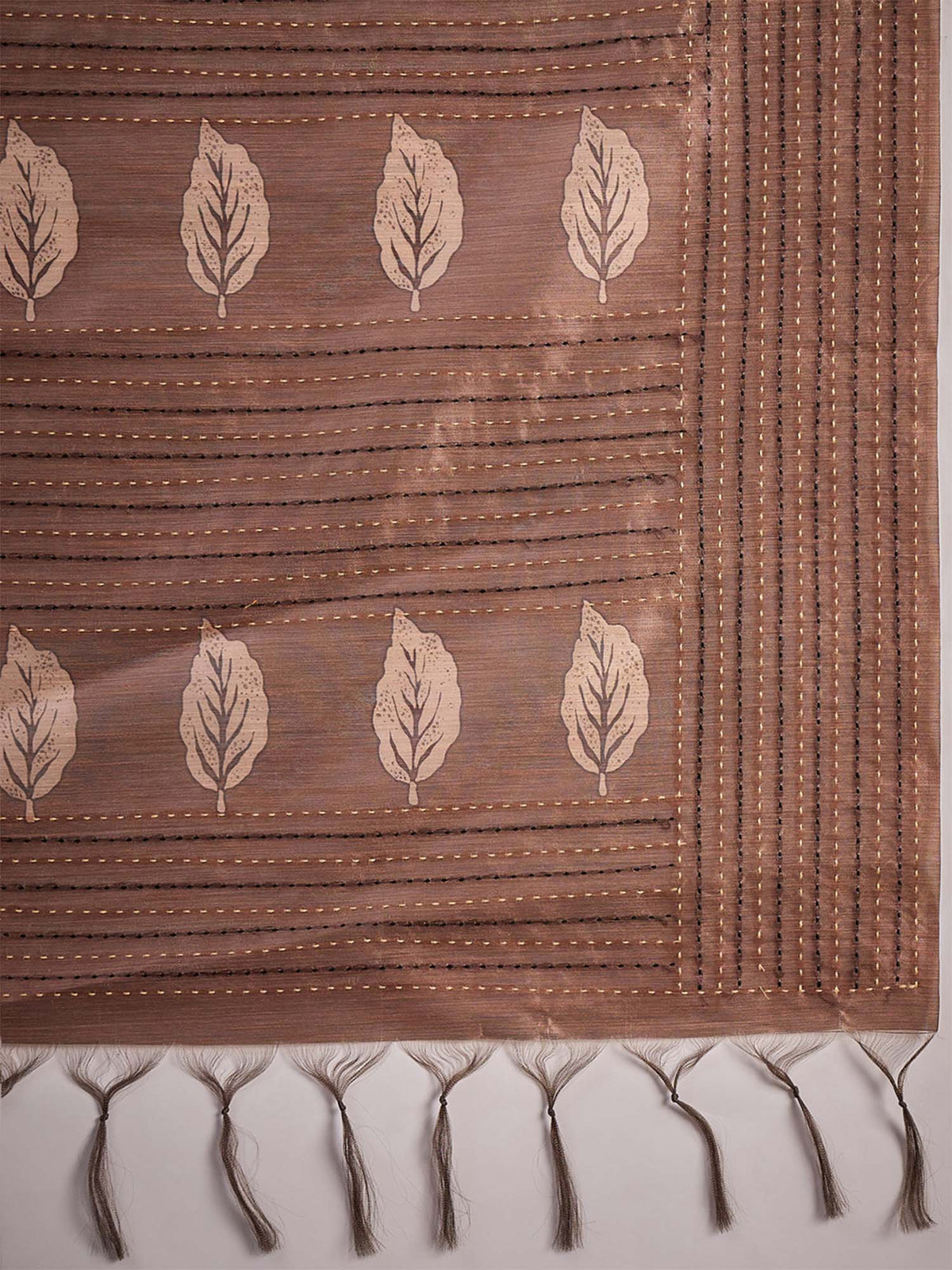 Camel Brown Cotton Silk saree – detail view 5