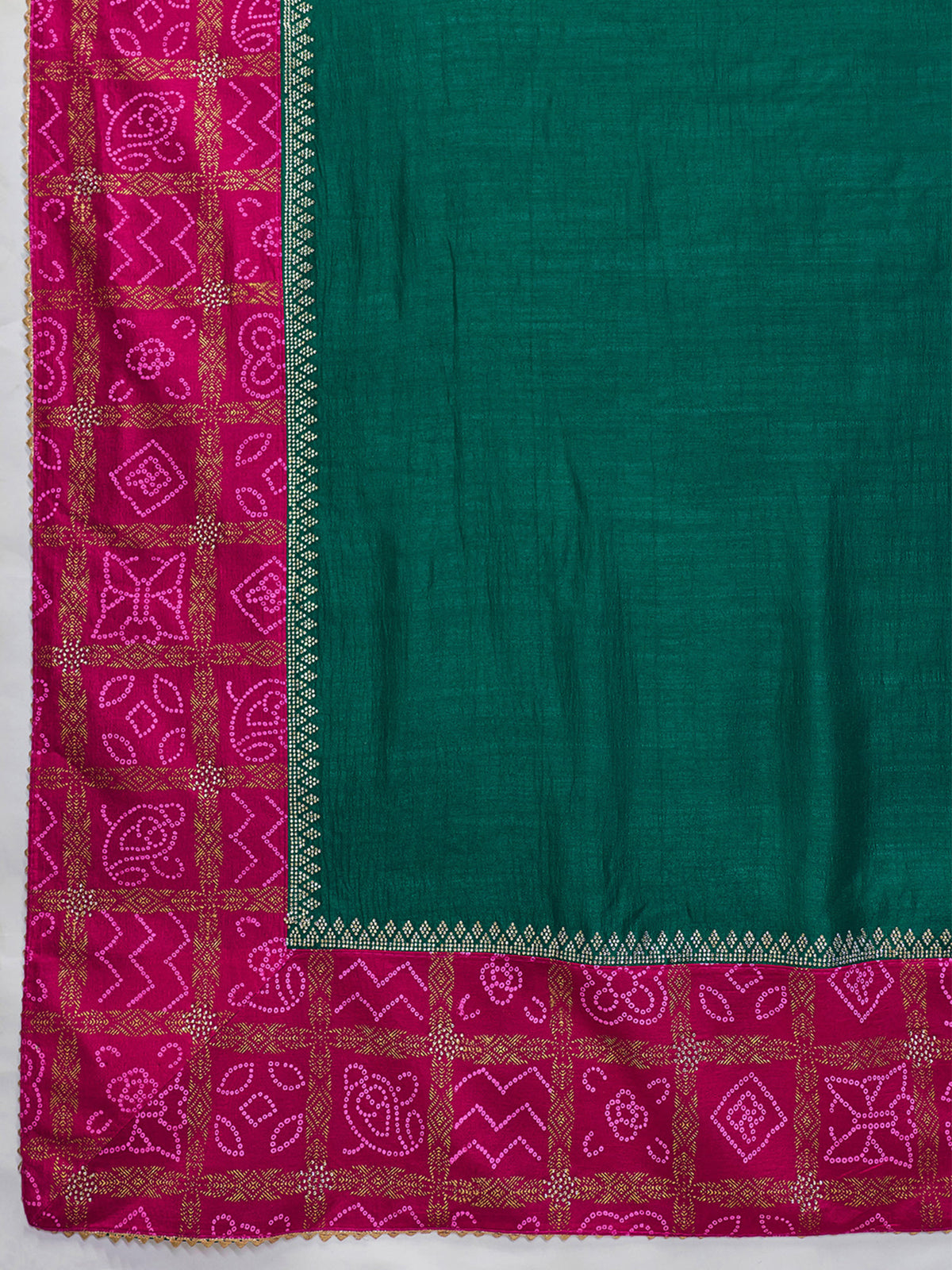Teal Green Vichitra Silk saree – detail view 5