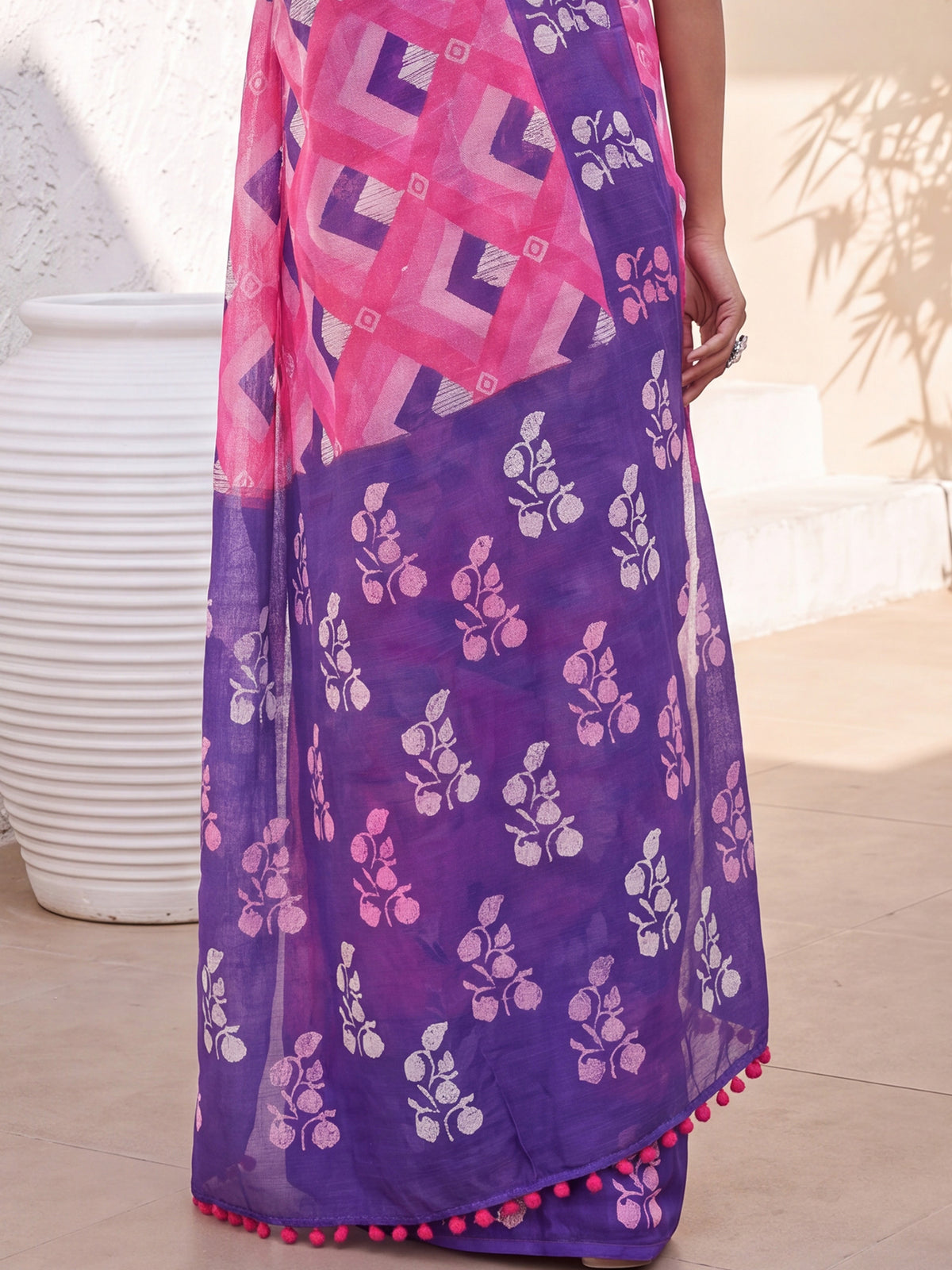 Pink Cotton saree – detail view 5