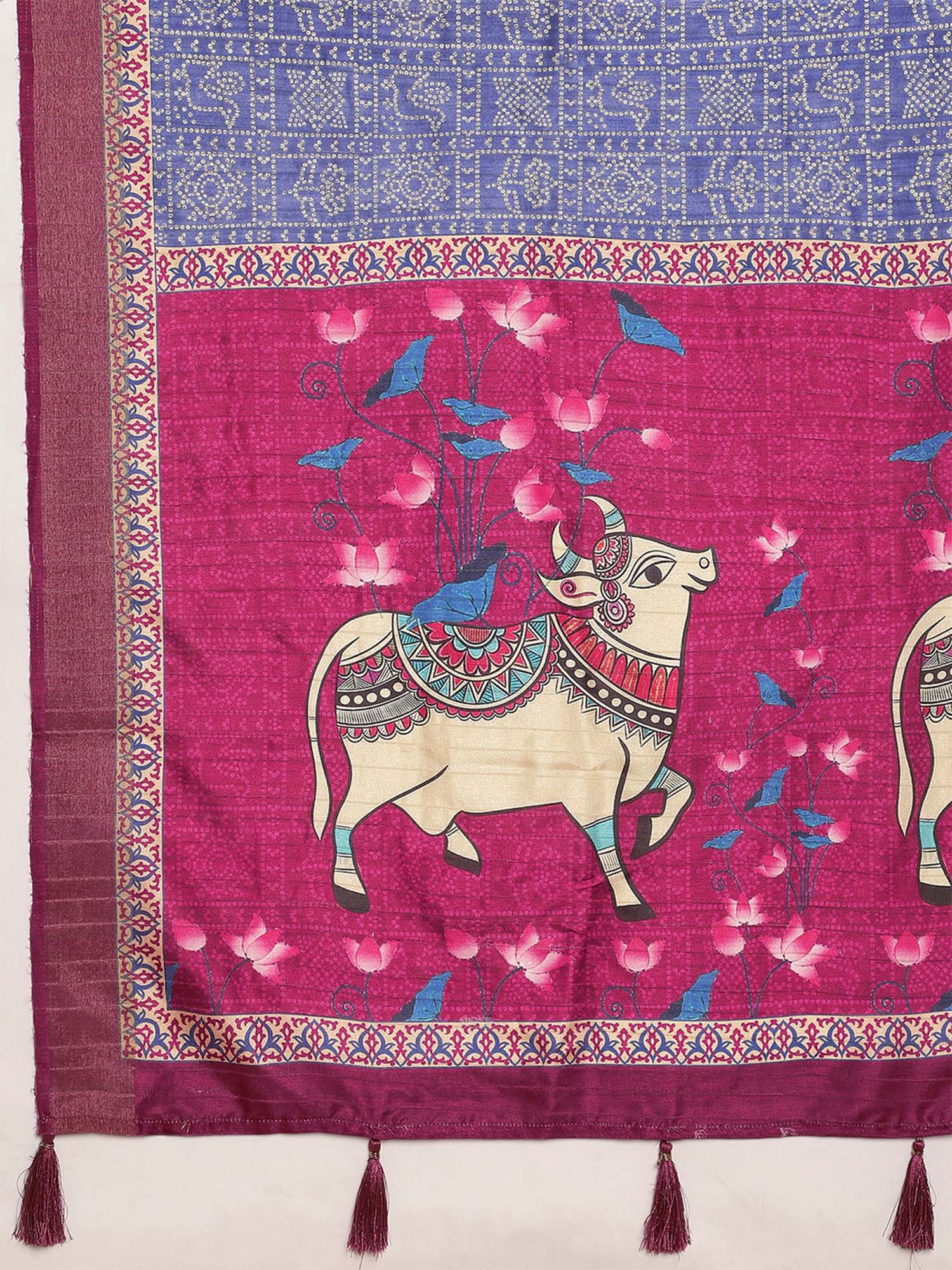 Blue Silk Blend saree – detail view 5