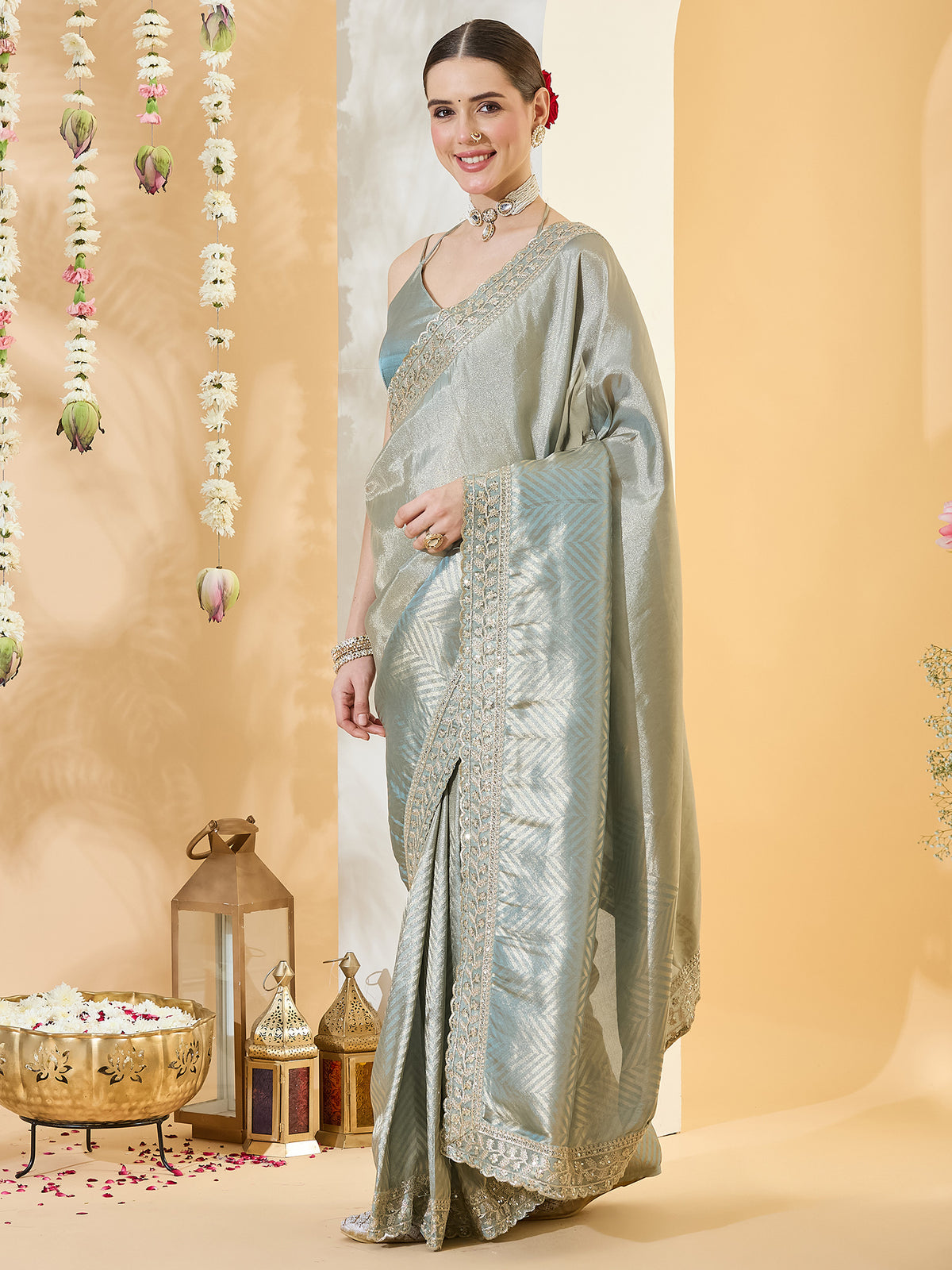 Light Blue Silk Blend saree – detail view 2