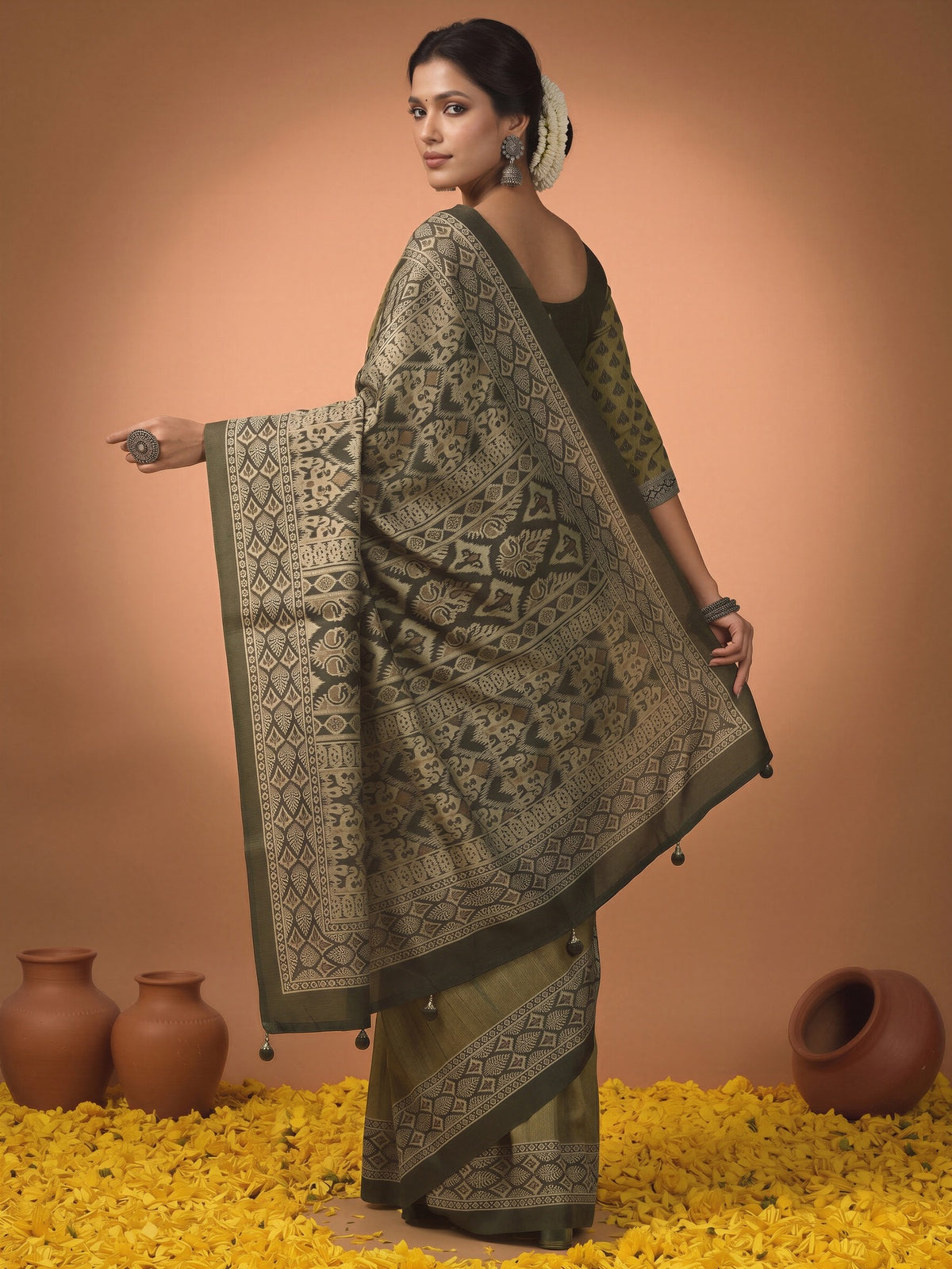 Light Green Silk Blend saree – detail view 1