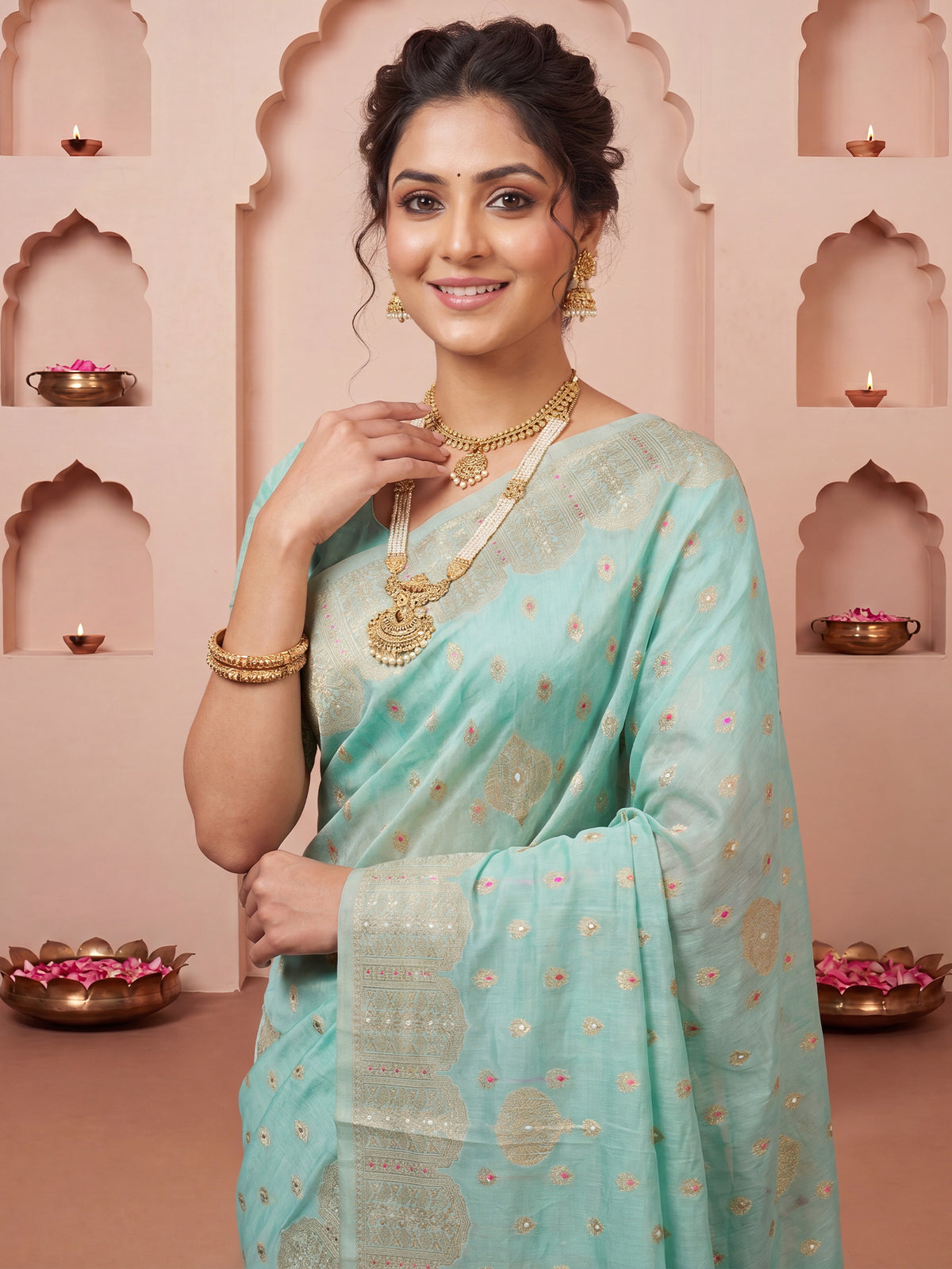 Light Blue Silk Blend saree – detail view 3