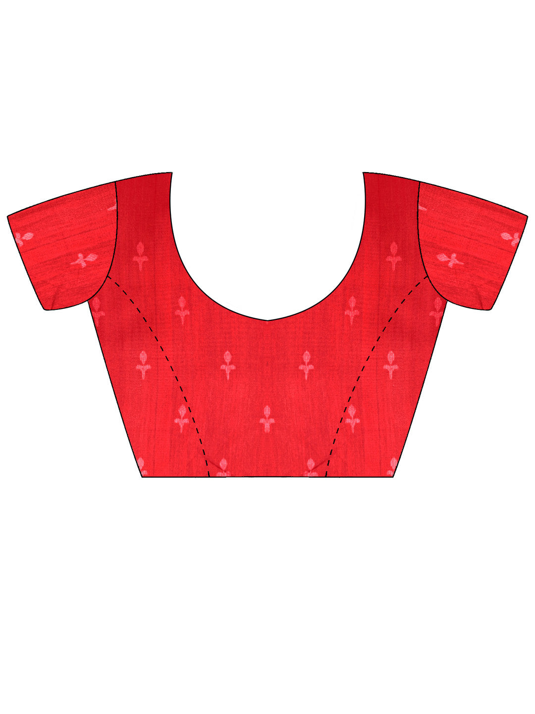 Unstitched red silk blend blouse piece with solid design