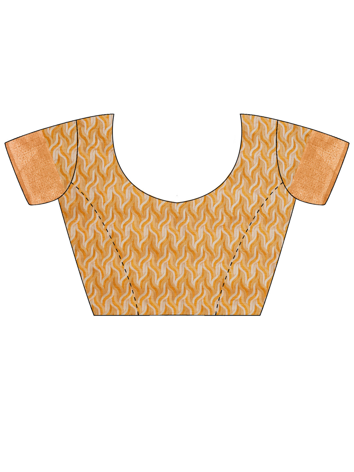 Unstitched mustard cotton linen blouse piece with woven design design