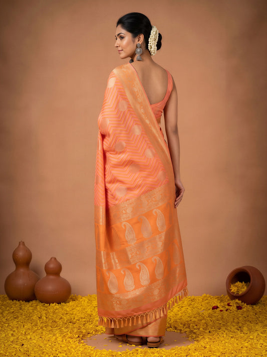 Peach Silk Blend saree – detail view 1