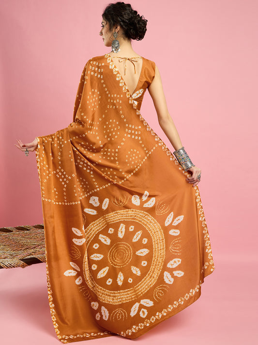 Mustard Shibori Pattern Designer Crepe Saree