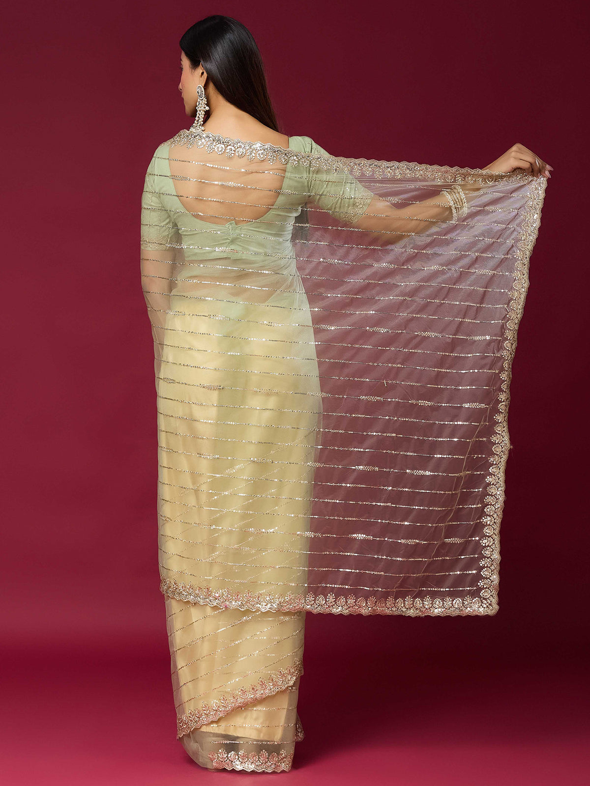 Light Green Net saree – detail view 1