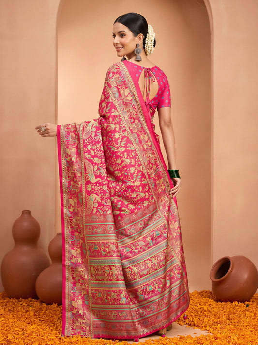 Pink Silk Blend saree – detail view 1