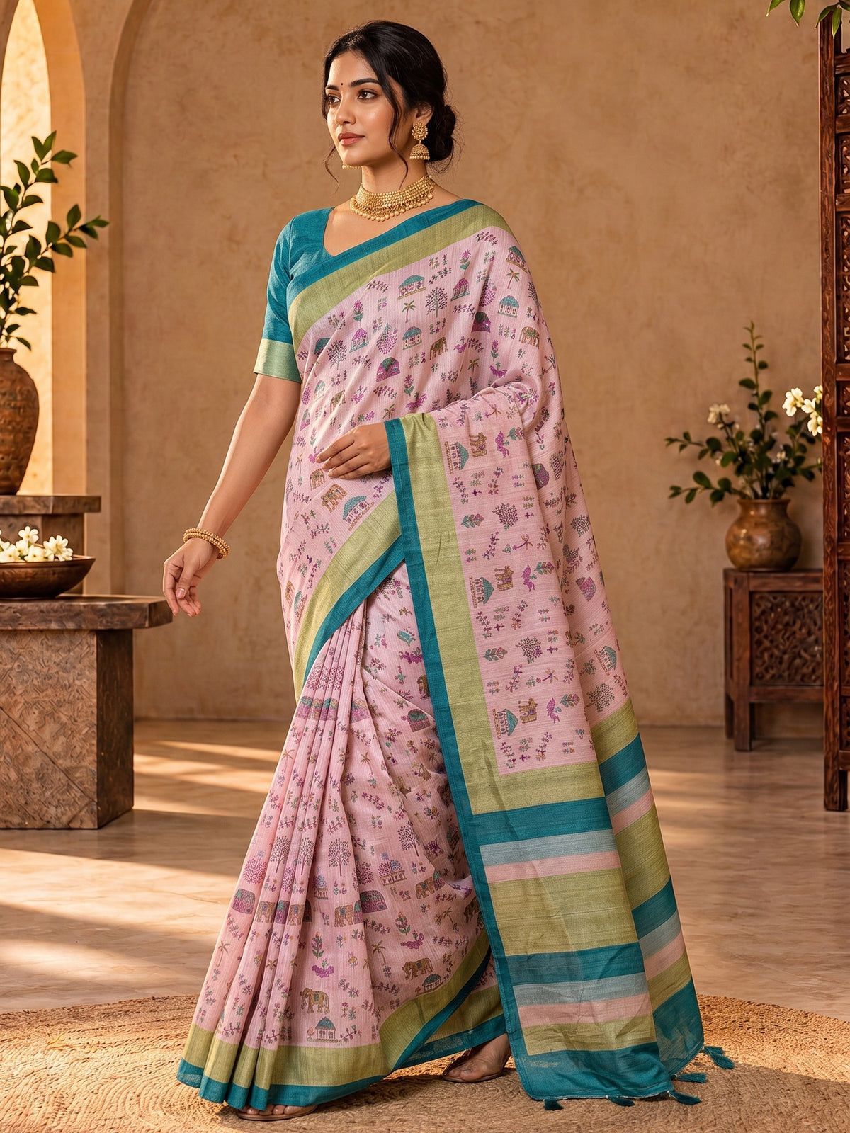 Lavender soft silk saree view 3