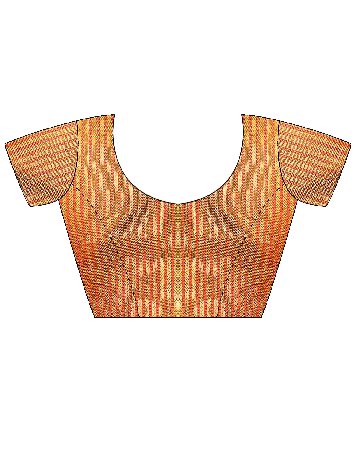 Unstitched rust linen blouse piece with ethnic motif design