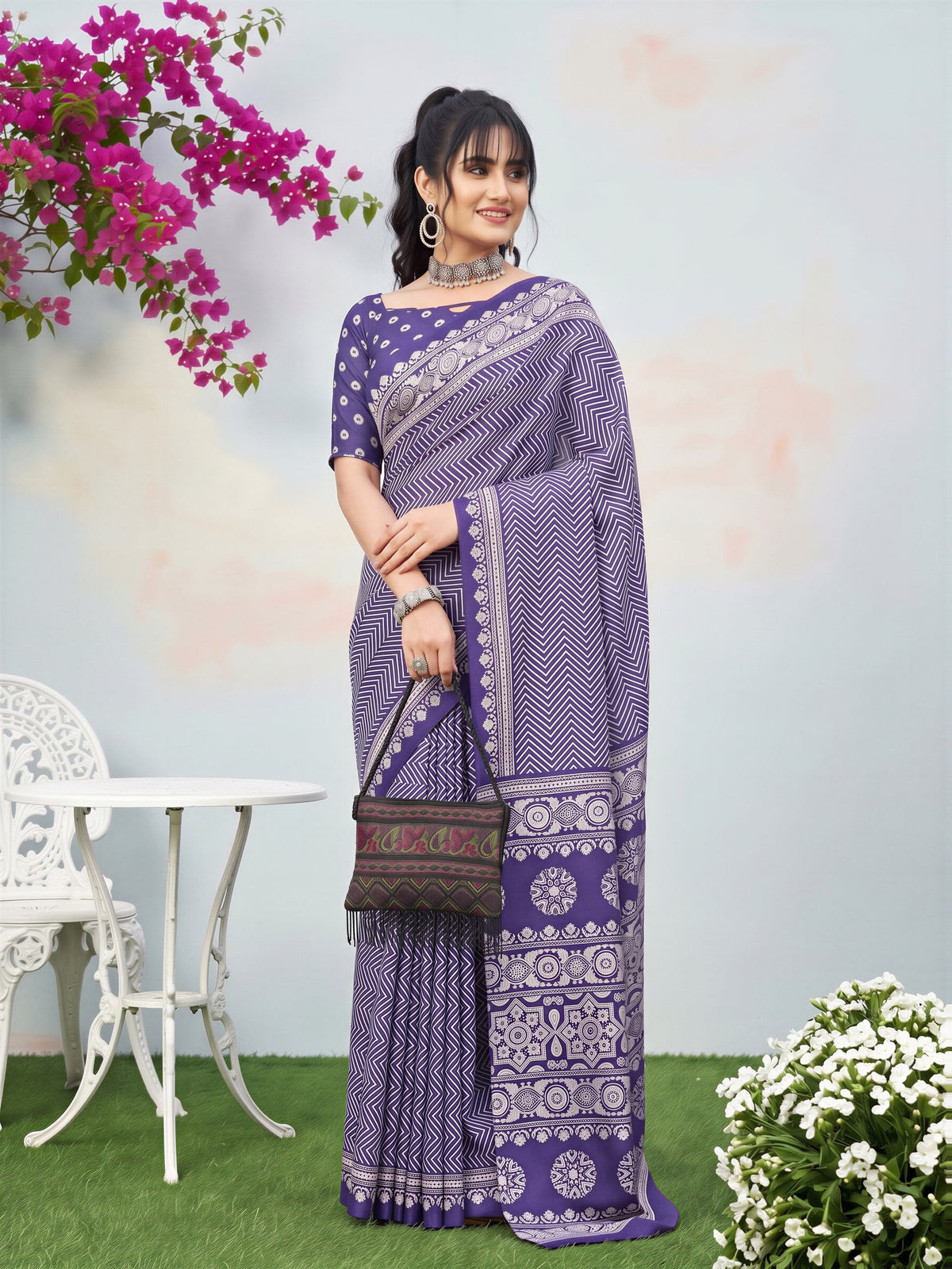 Purple Dola Silk saree – detail view 3