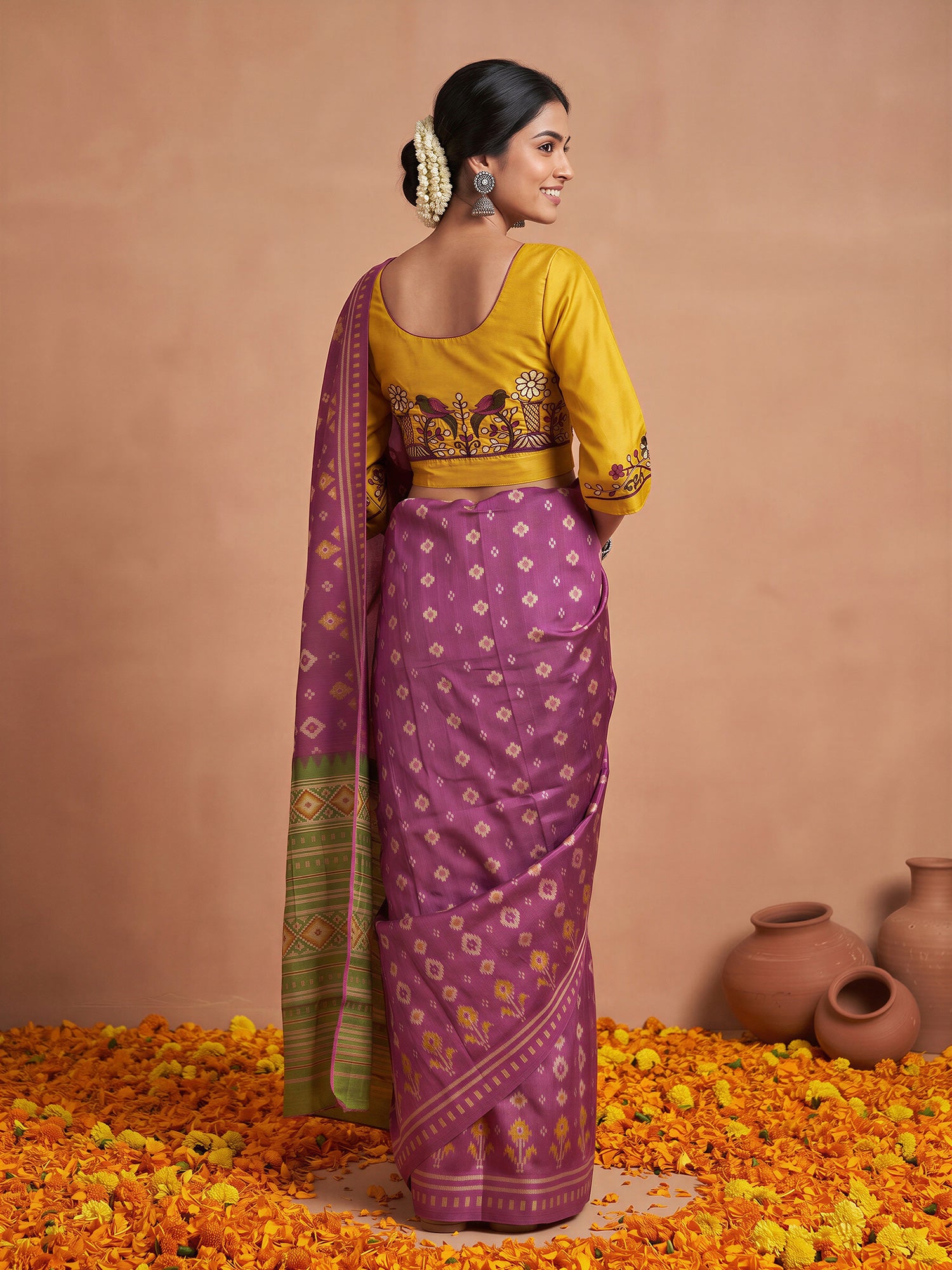 Magenta Silk Blend saree – detail view 1