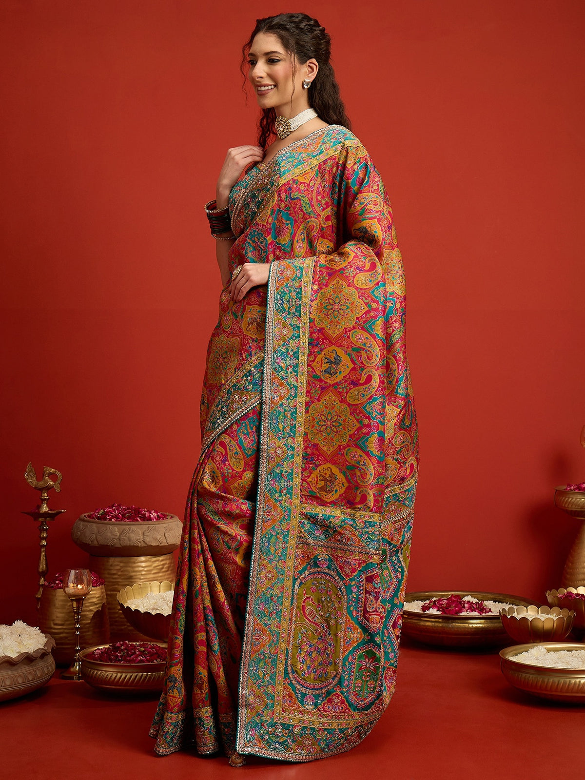 Pink Silk Blend saree – detail view 3