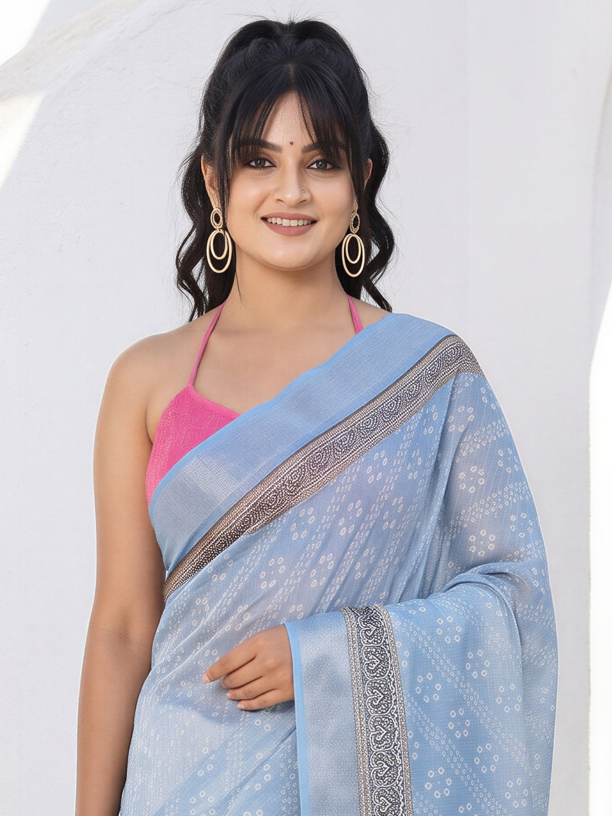 Light Blue Cotton Silk saree – detail view 4