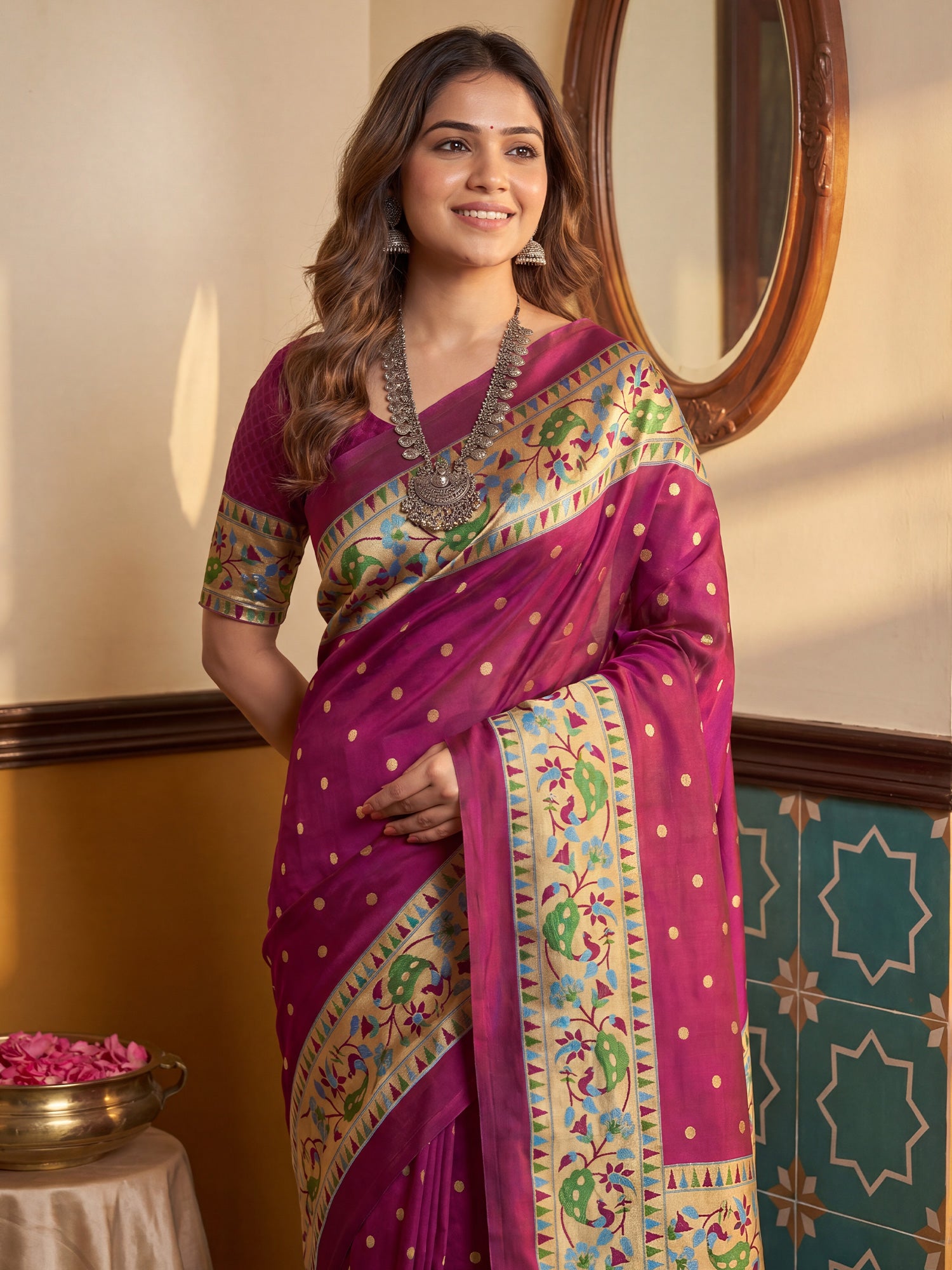 Wine Silk Blend saree – detail view 4