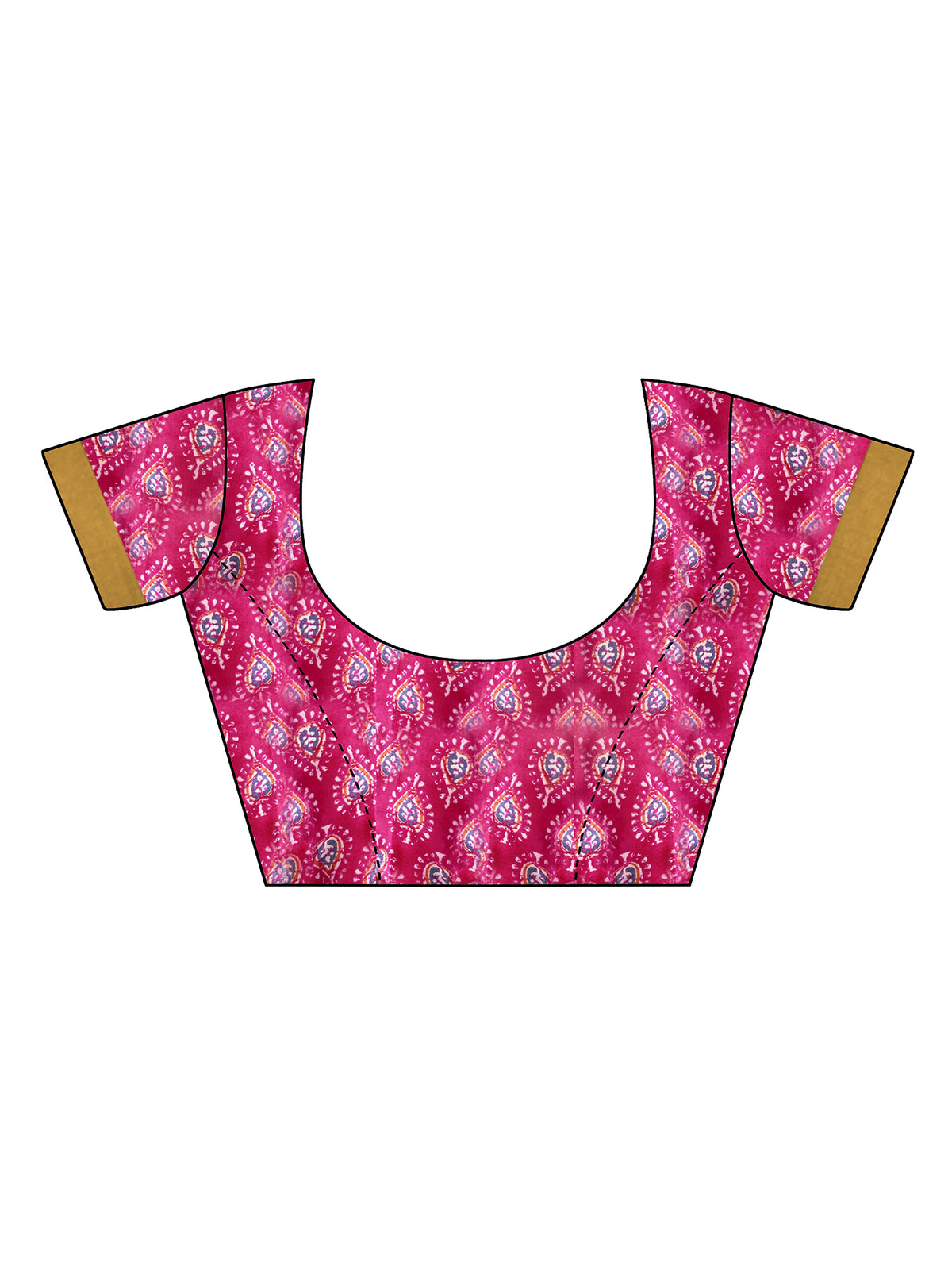 Unstitched pink cotton blend blouse piece with ajrak design