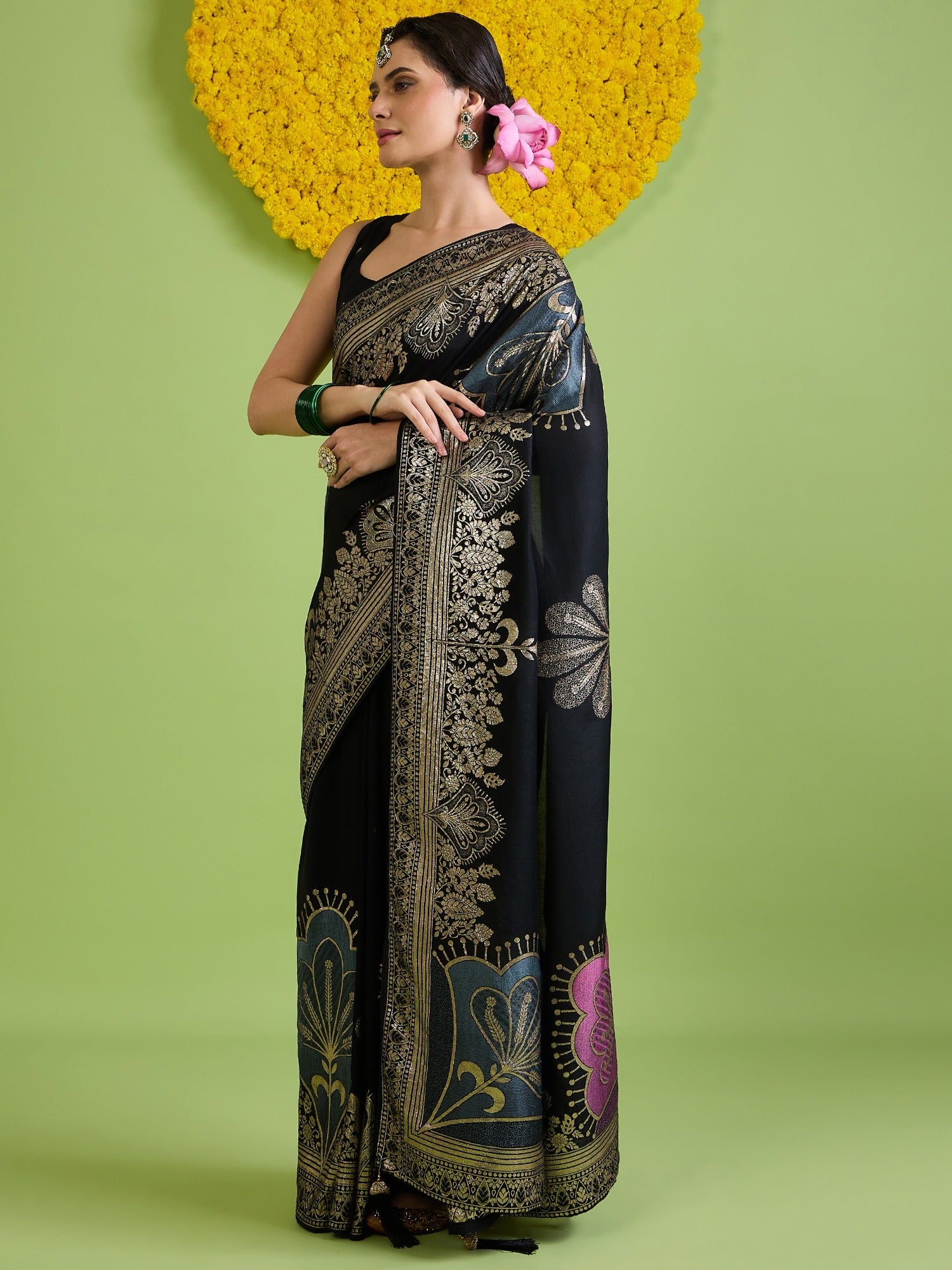 Black Silk Blend saree – detail view 5