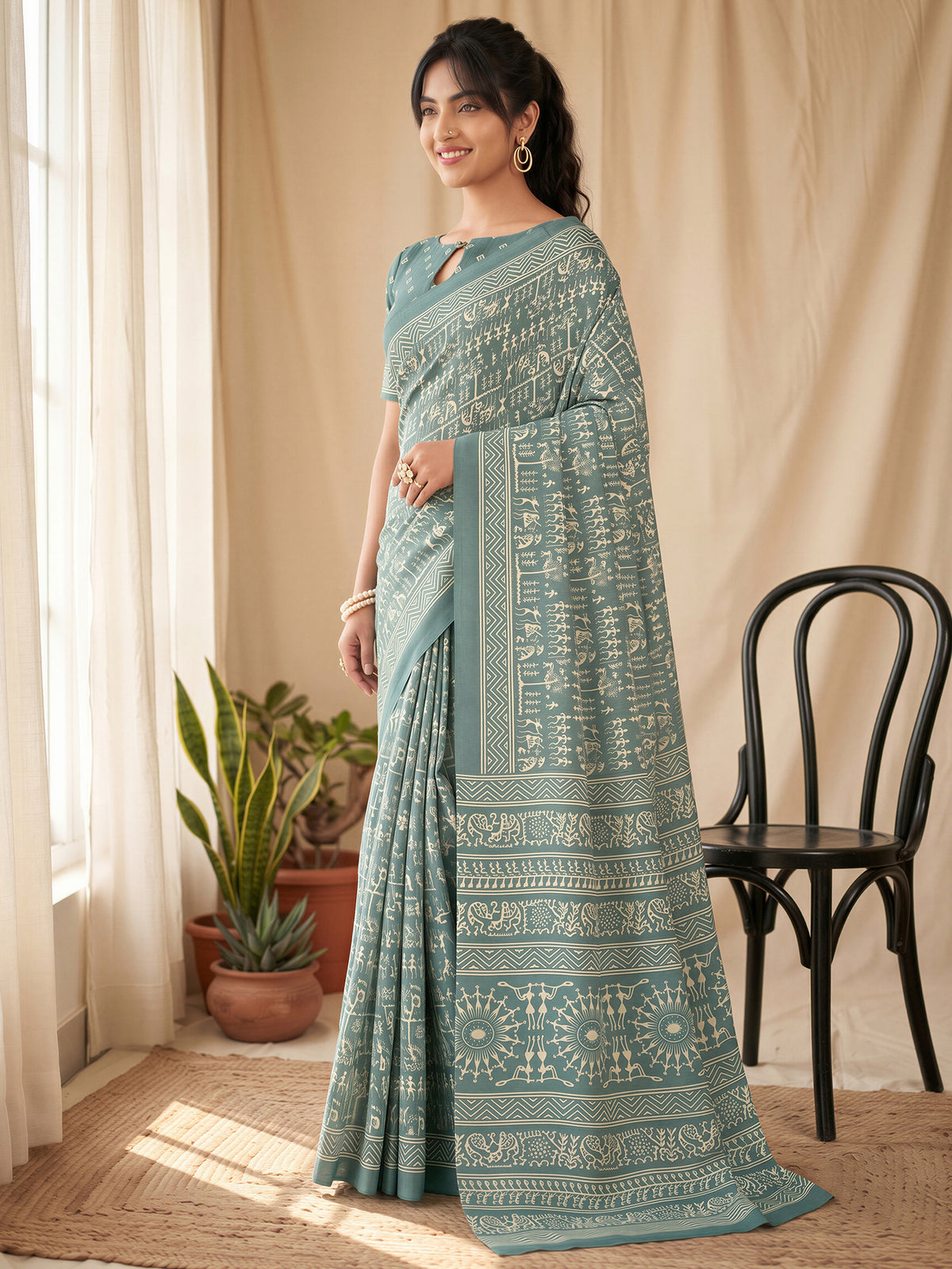Seagreen Dola Silk saree – detail view 2