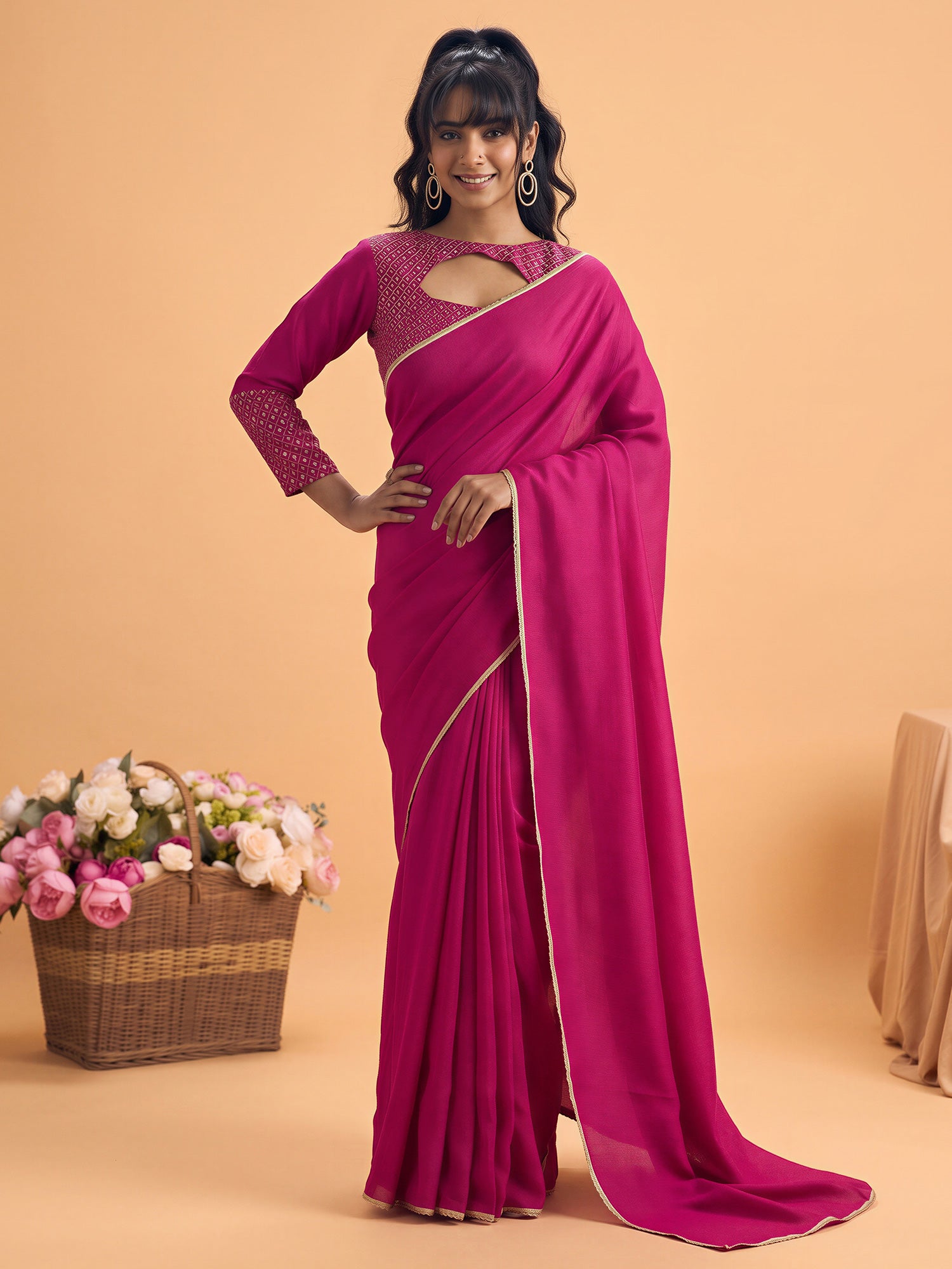 Pink Silk saree – detail view 2