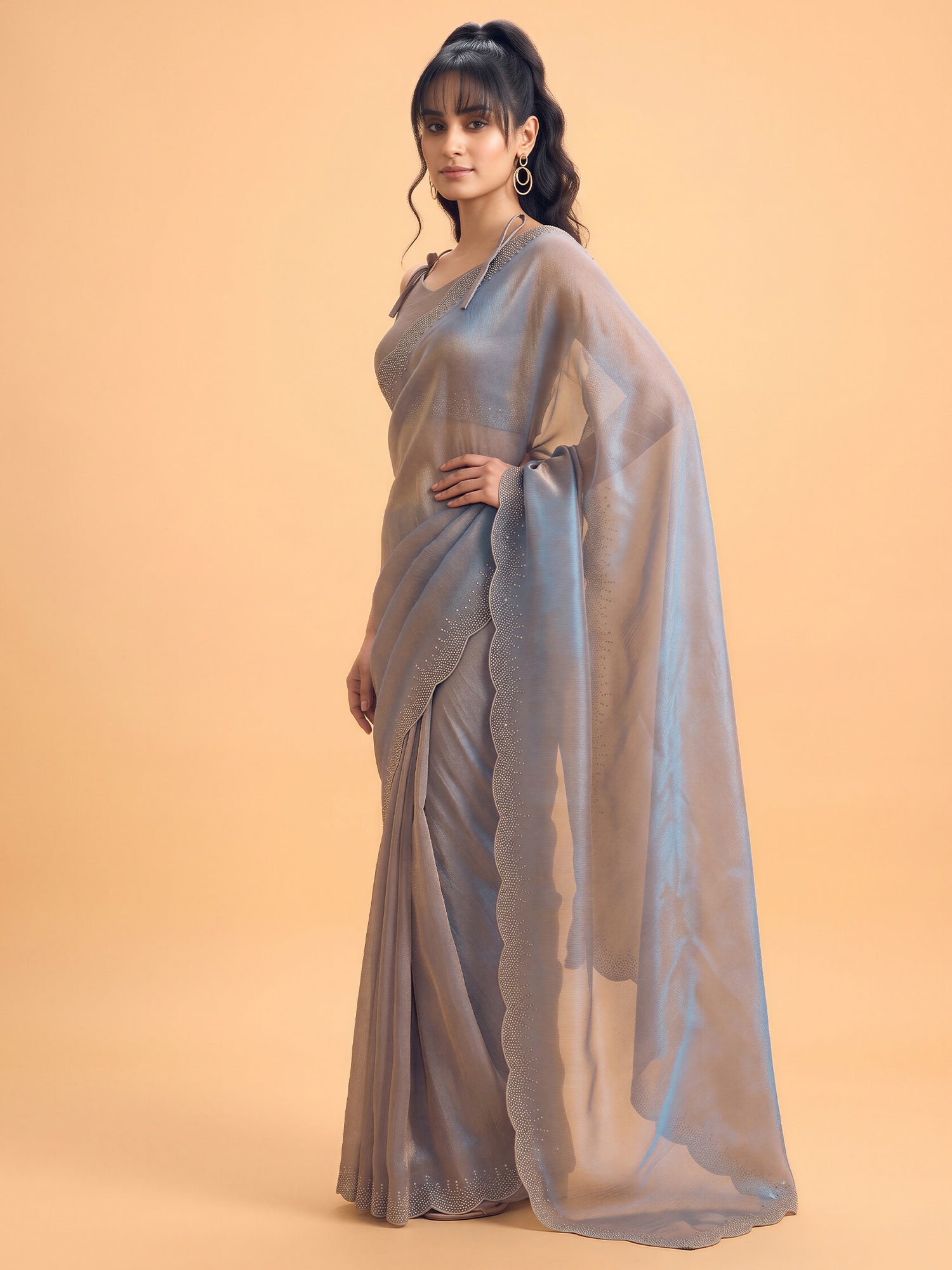 Metallic Satin Silk saree – detail view 2