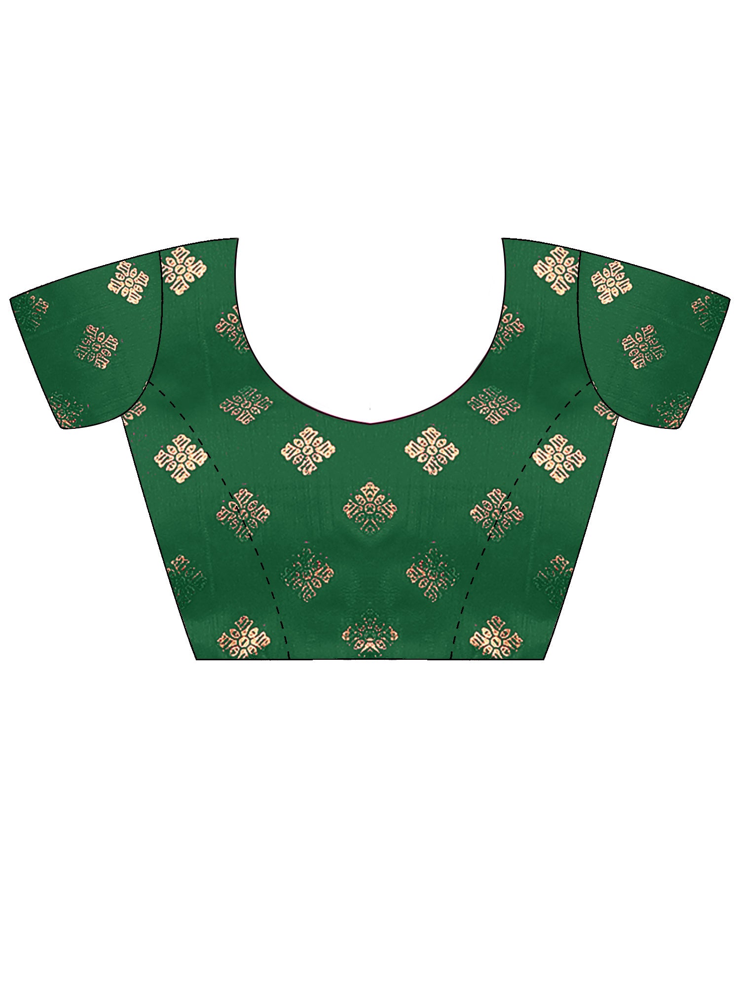 Unstitched green cotton blend blouse piece with ethnic motif design
