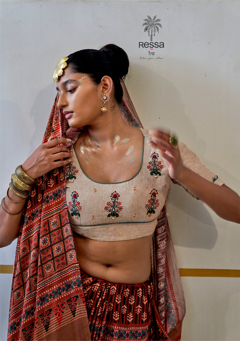 Khadi cotton with embroidery mirror work