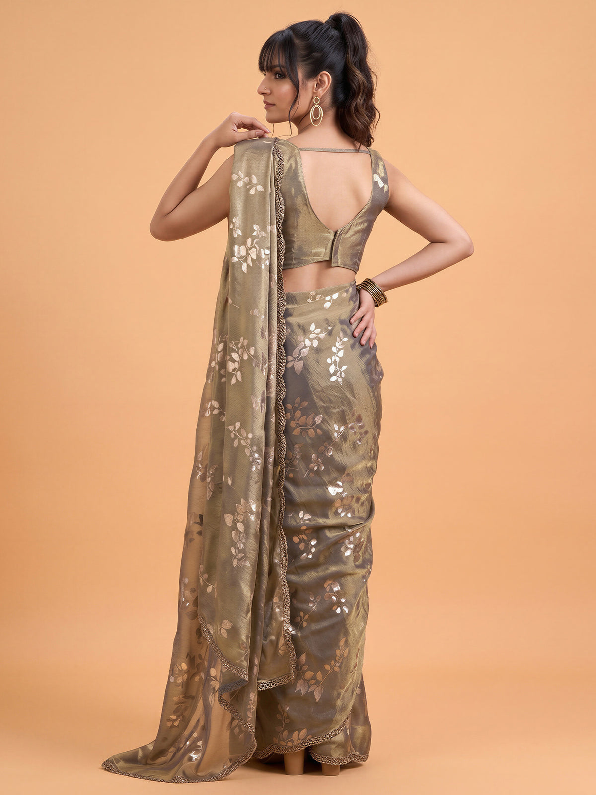Metallic Satin Silk saree – detail view 1
