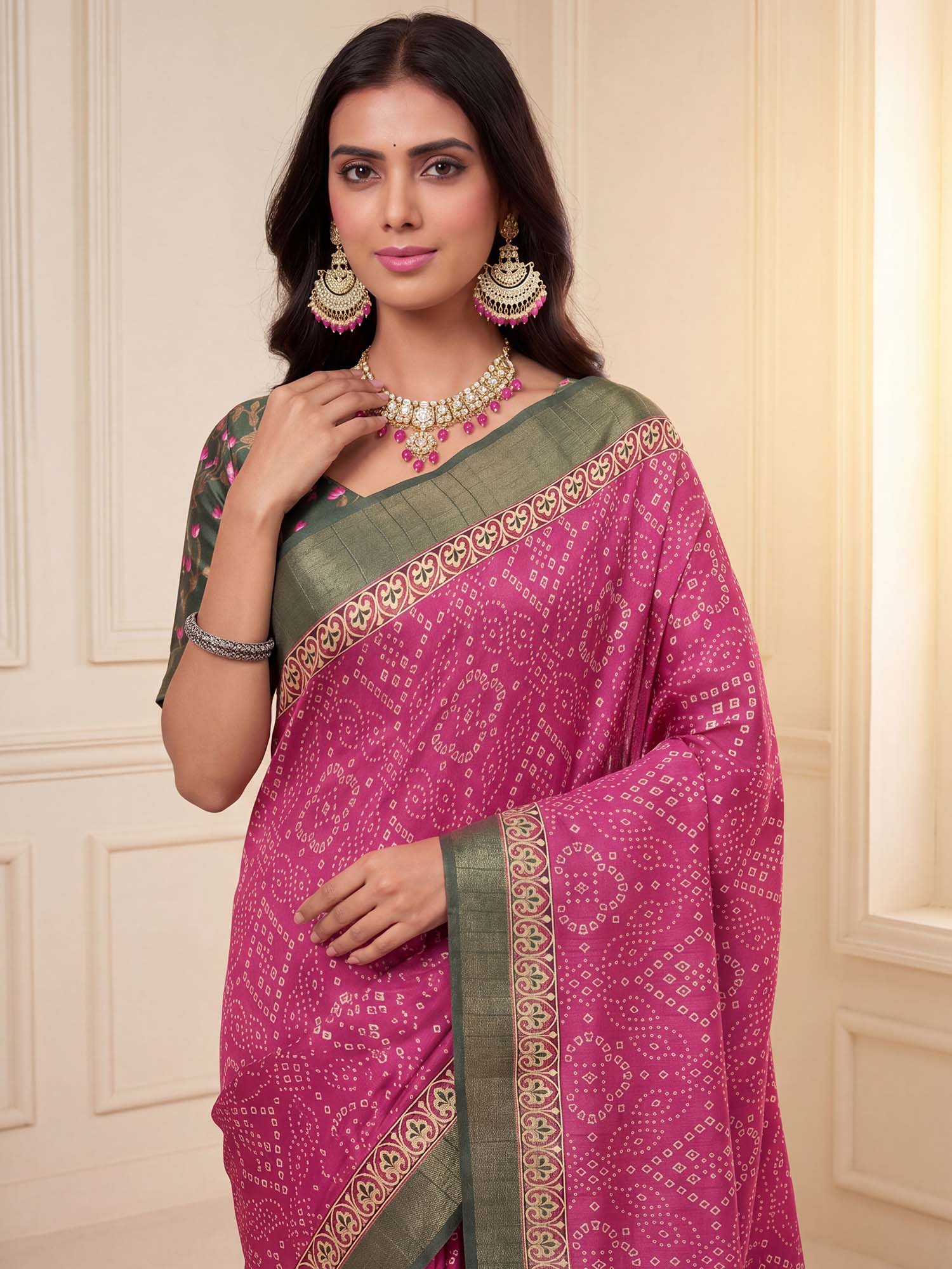 Pink Silk Blend saree – detail view 4