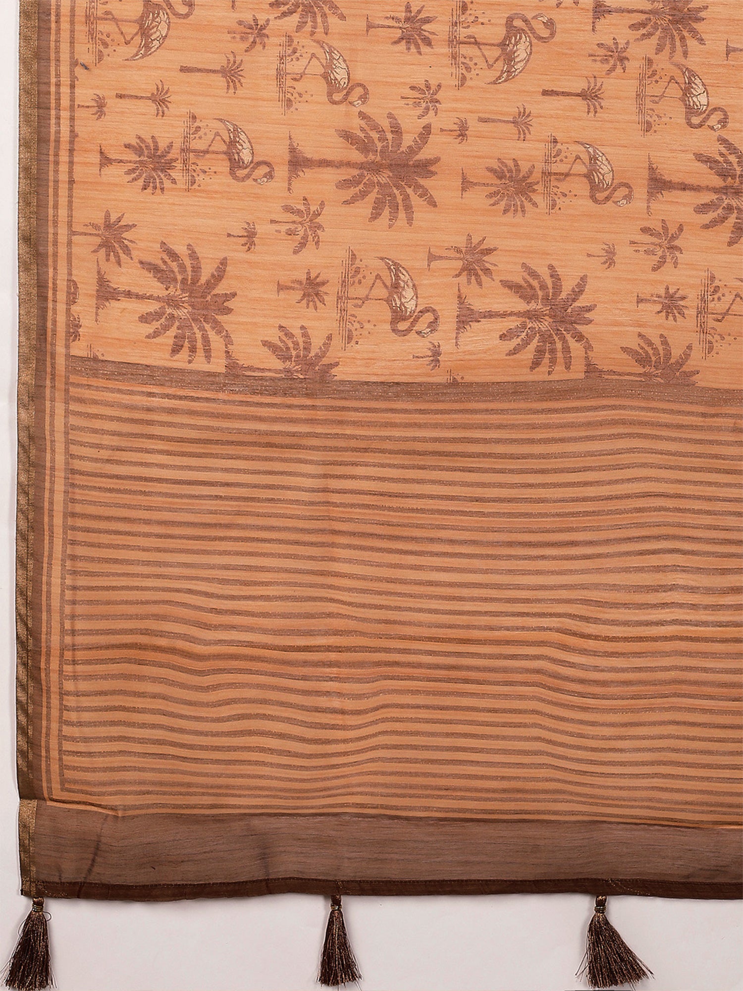 Rust Cotton Linen saree – detail view 5
