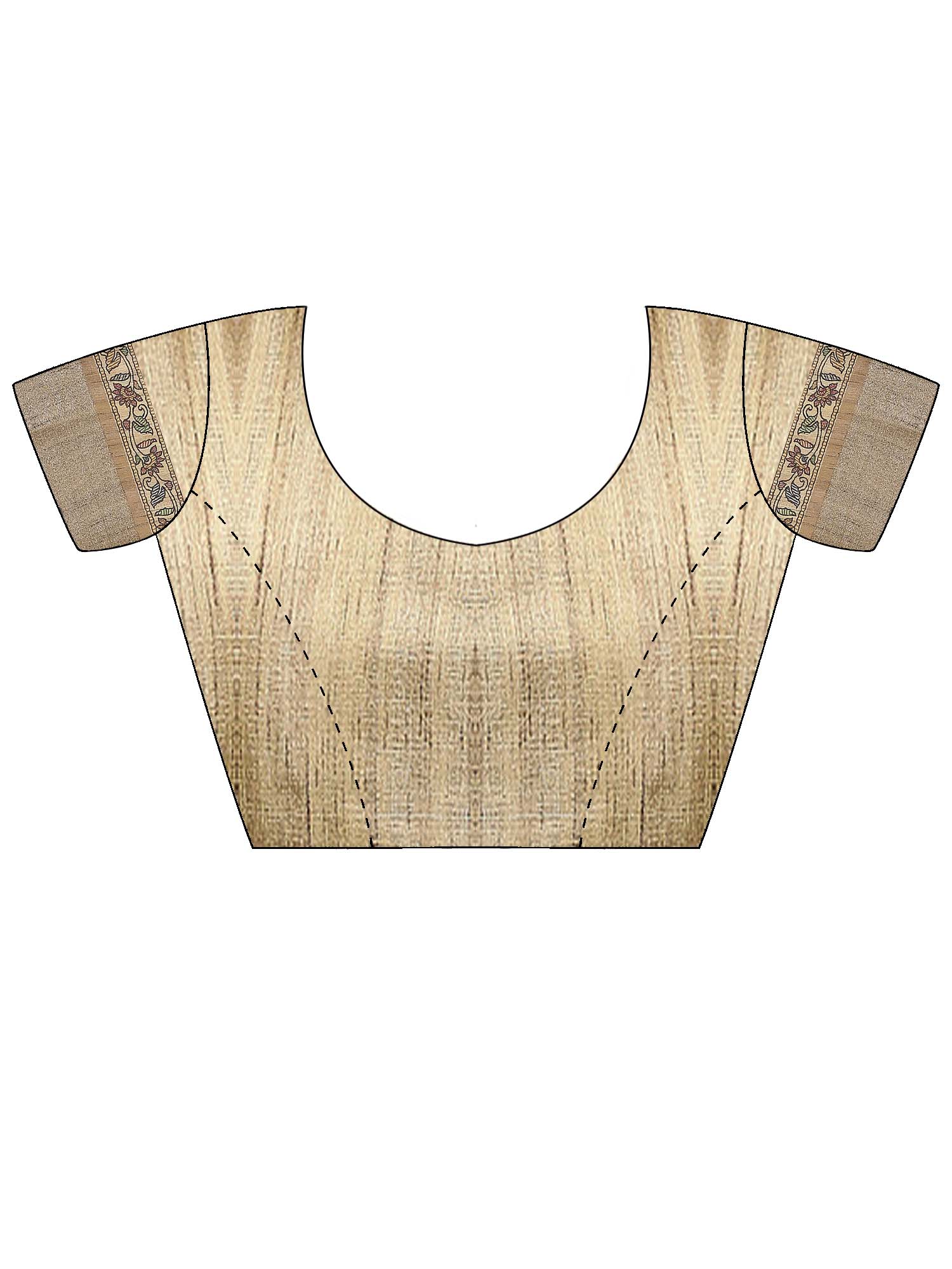 Unstitched beige satin silk blouse piece with solid design