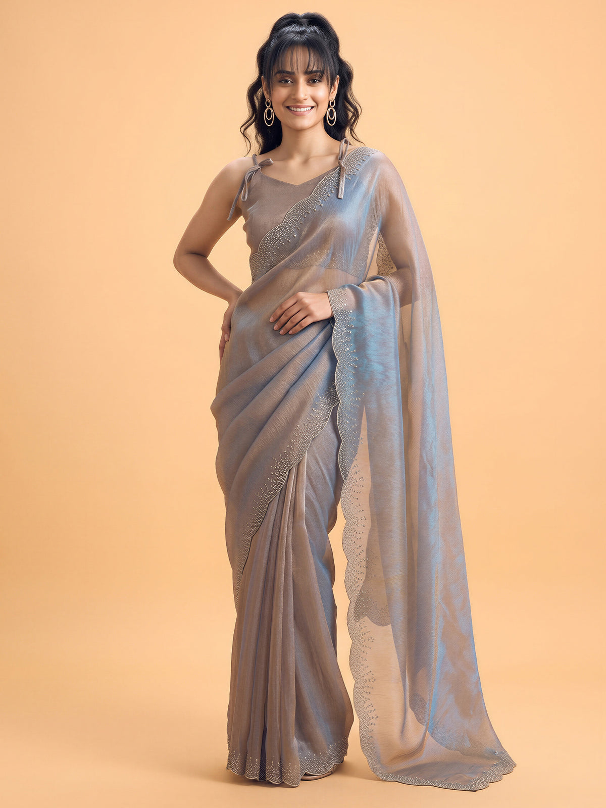 Metallic Satin Silk saree – detail view 3