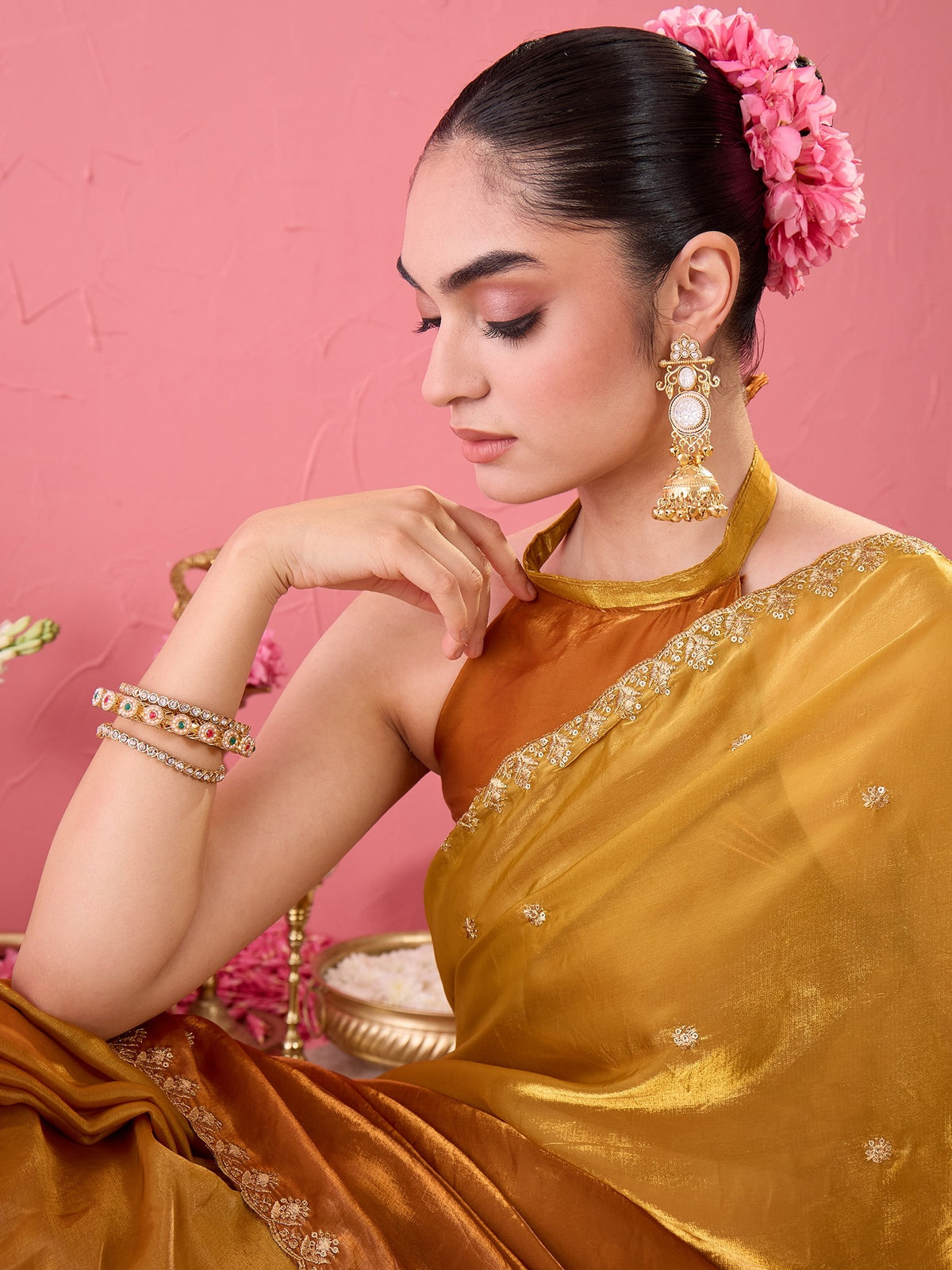 Bronze Paper Silk saree – detail view 3