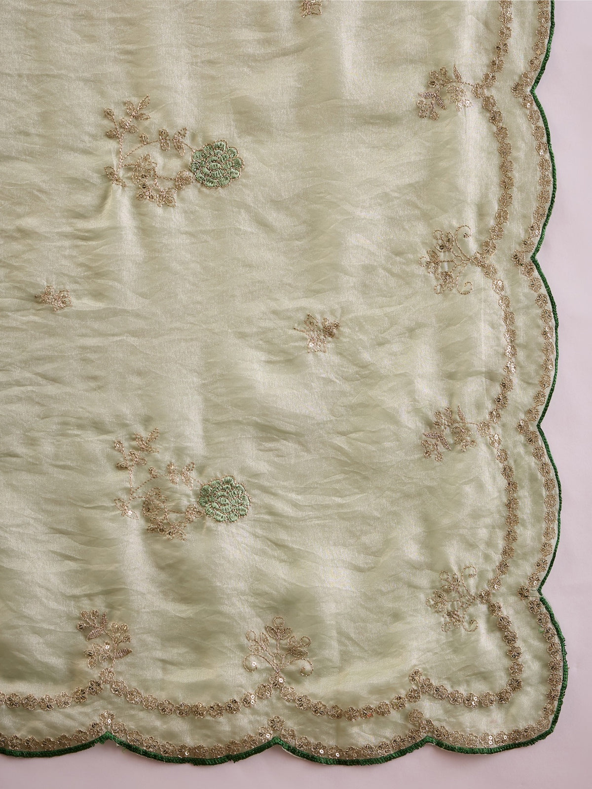 Light Green Satin Silk saree – detail view 4