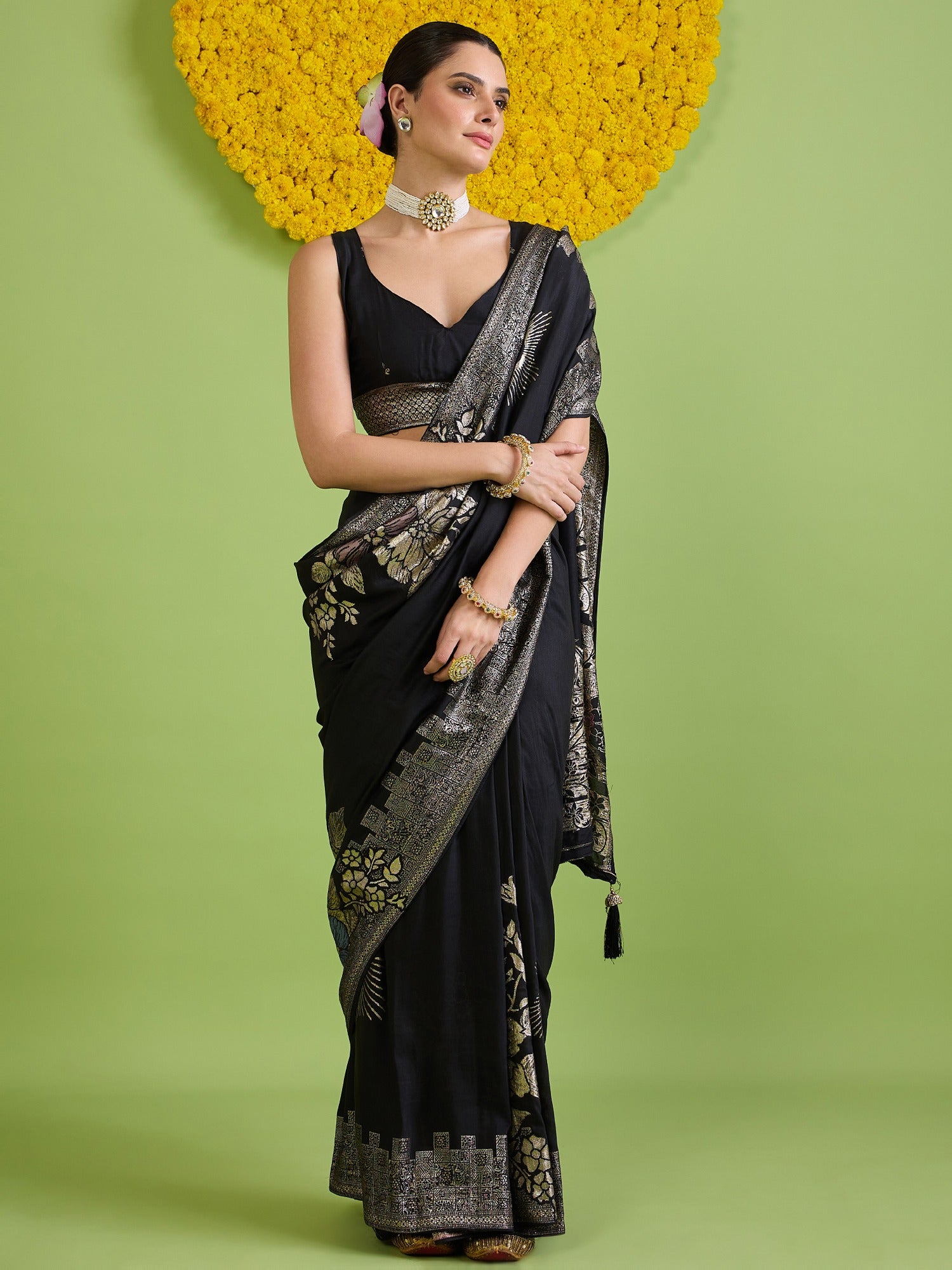 Black Silk Blend saree – detail view 2