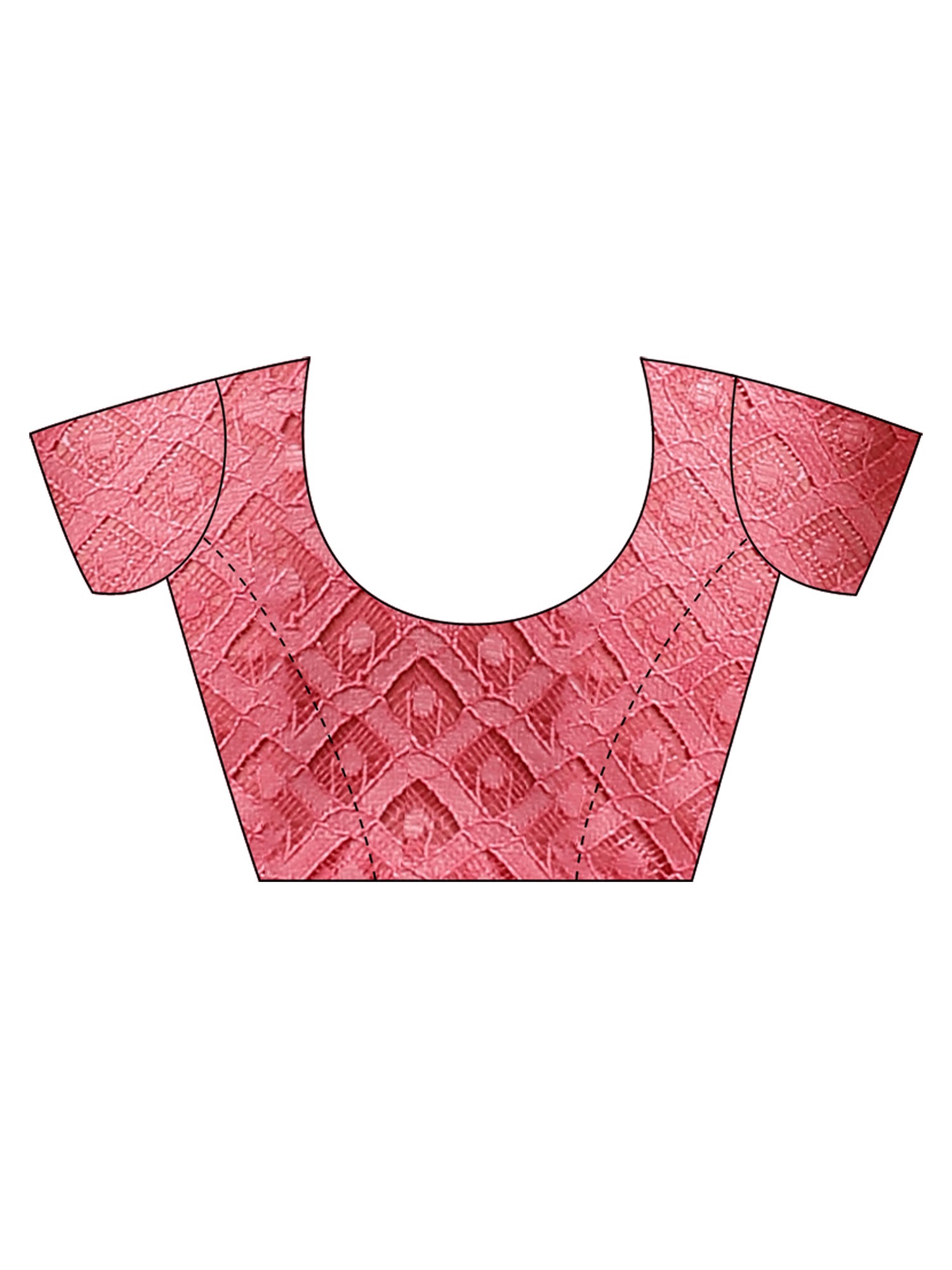 Unstitched pink brasso blouse piece with checkered design