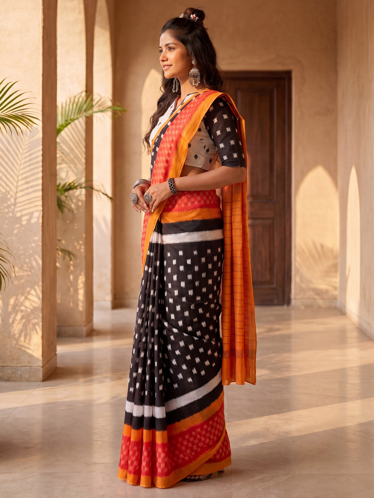 Black Cotton Blend saree – detail view 2