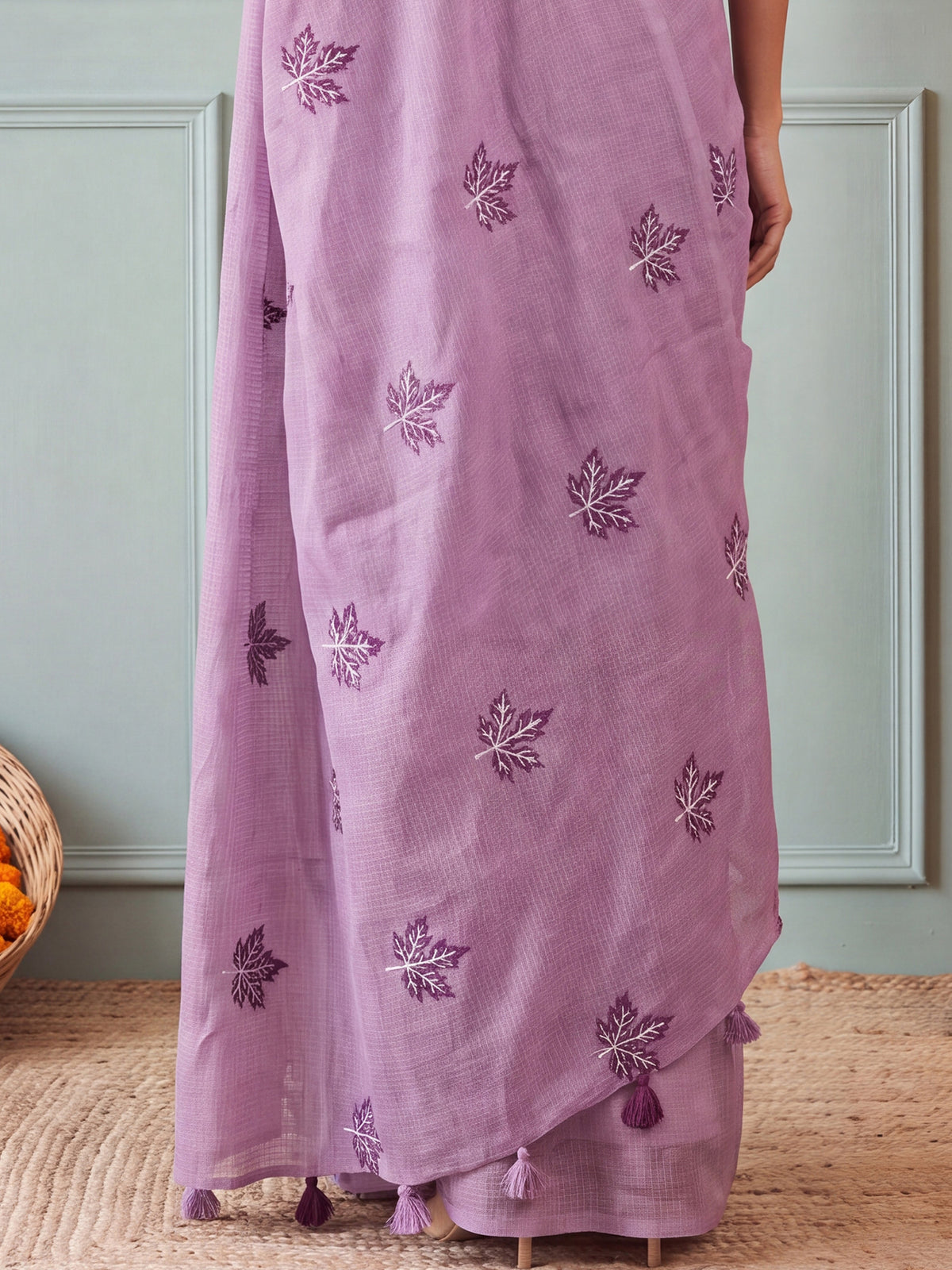 Lavender Kota Doria Cotton saree – detail view 5