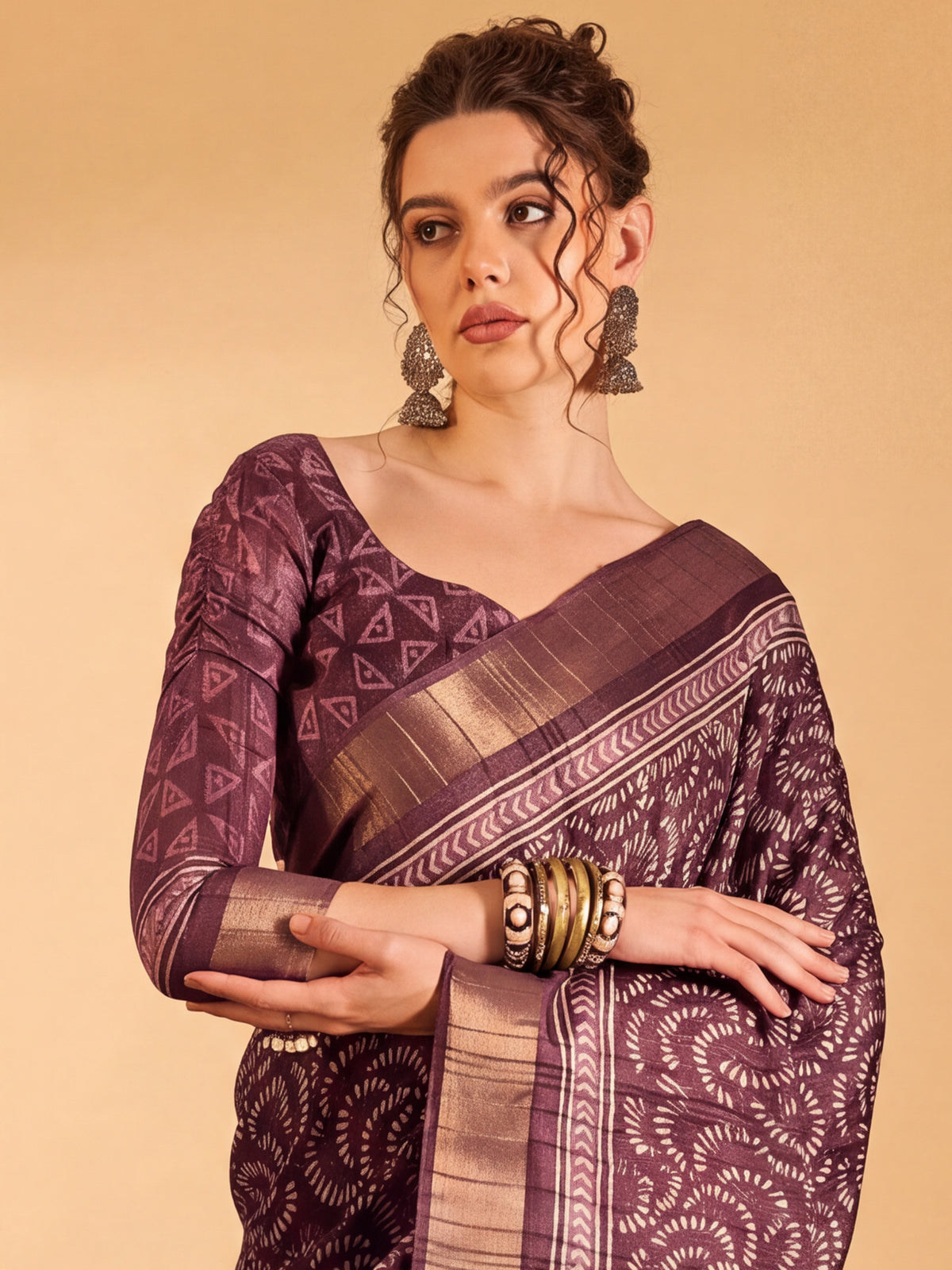 Wine Silk Blend saree – detail view 3