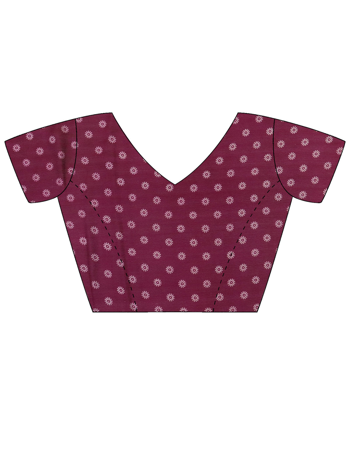 Unstitched wine georgette blouse piece with warli design