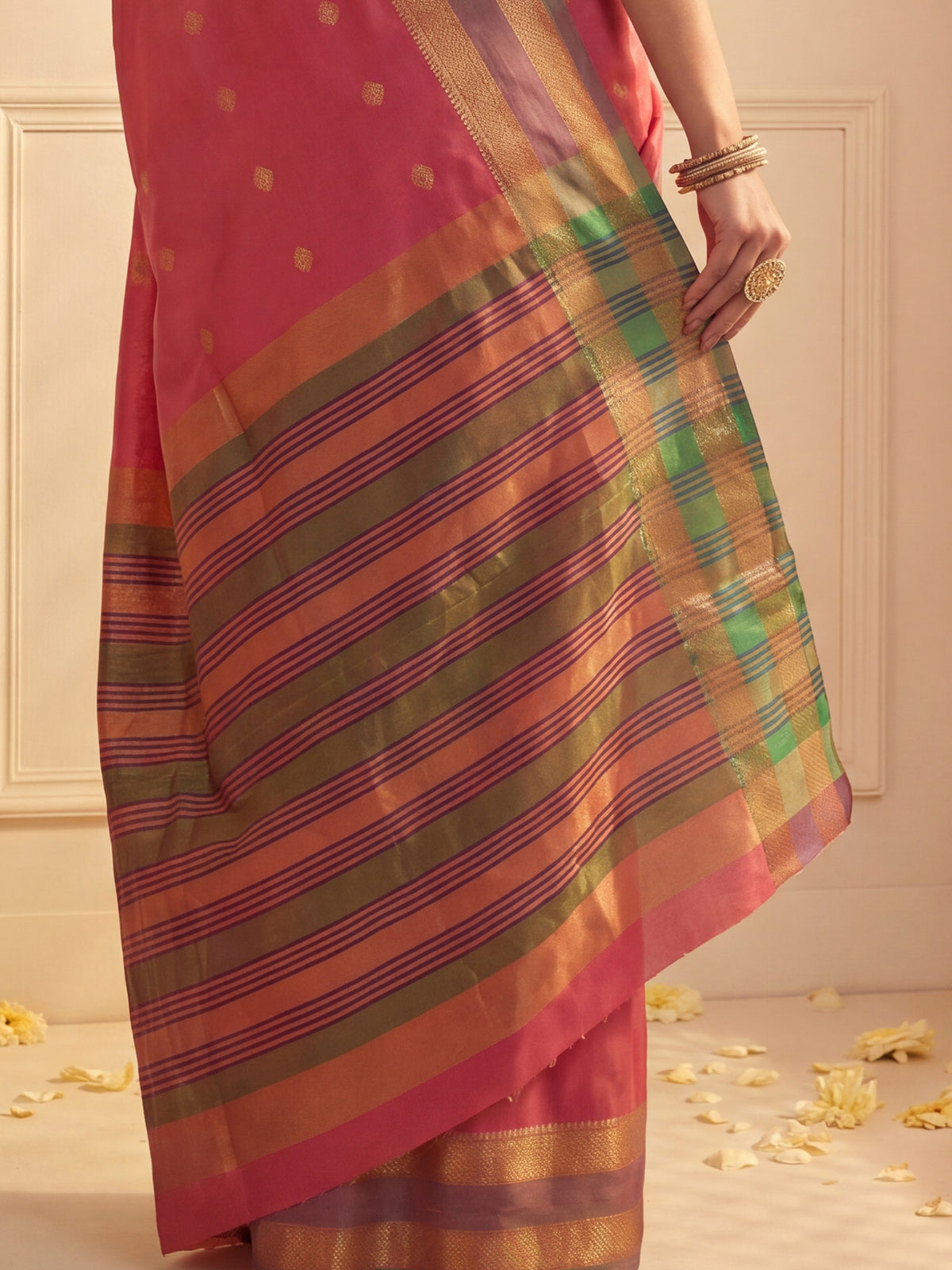 Red Soft Silk saree – detail view 5